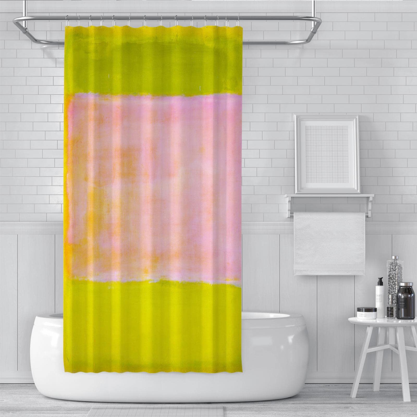 Cortina de ducha verde y rosa con 12 ganchos Mark Rothko Juegos de cortinas de ducha de baño Cortinas de bañera de secado rápido impermeables Calidad del hotel 200x200 cm