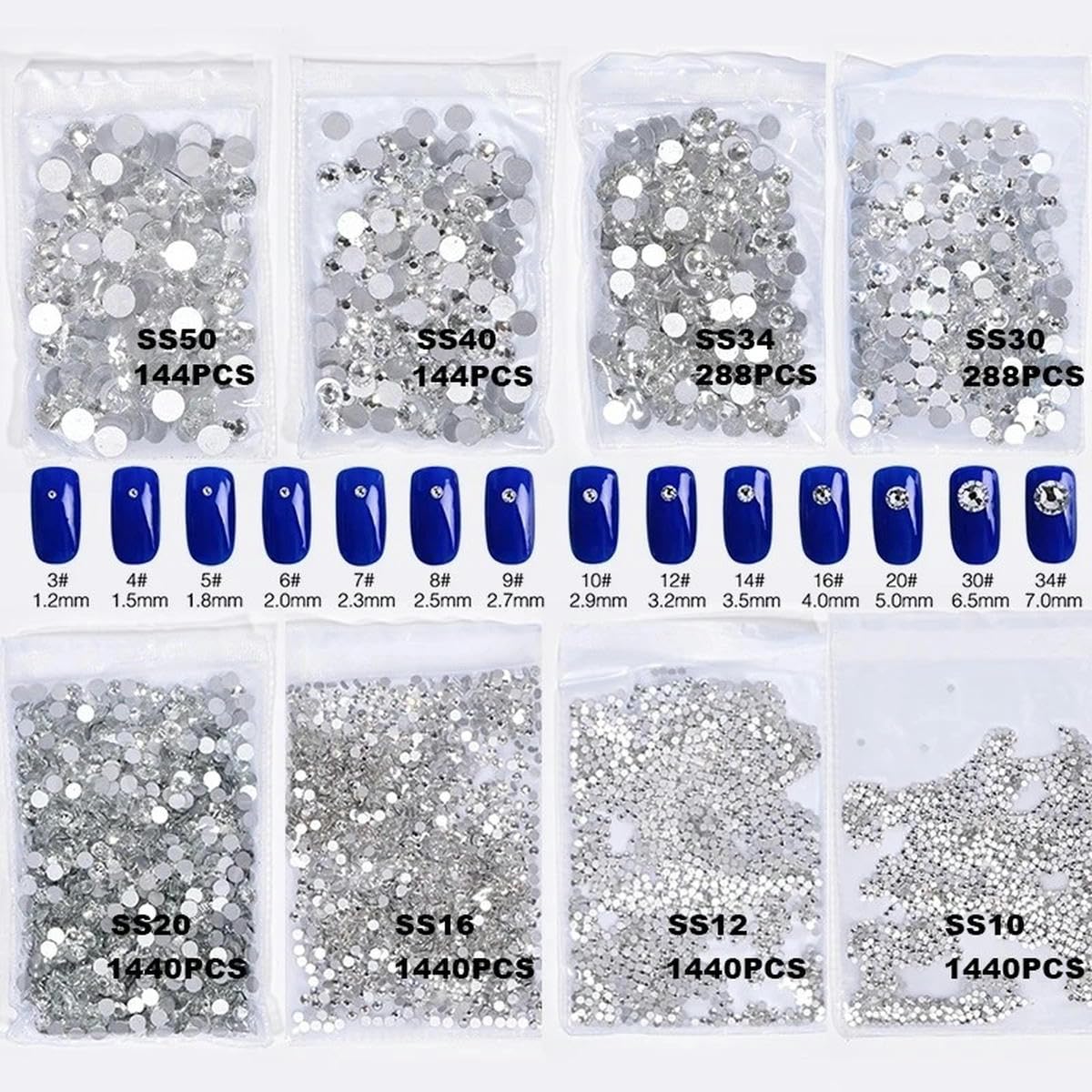 Lt. Siam SS16-1440 pezzi - Cristalli per nail art, senza strass, colore rosa, SS20-1440 pezzi