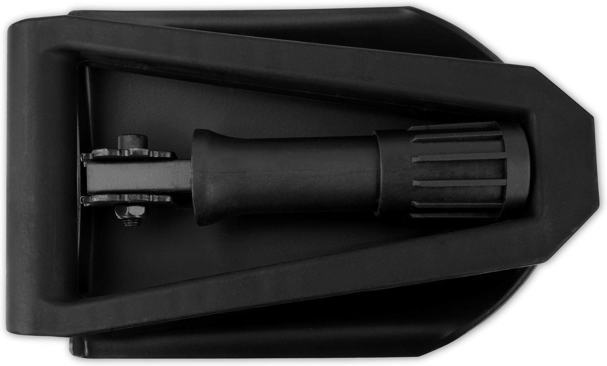 EXTRA STABIL - BW Klappspaten mit Tasche, Bundeswehr/US Army Militär Schaufel/Feldspaten/Spaten aus Carbonstahl/Stahl - Ideal für Outdoor, Camping, Survival und Jagd Farbe Schwarz/Borstahl