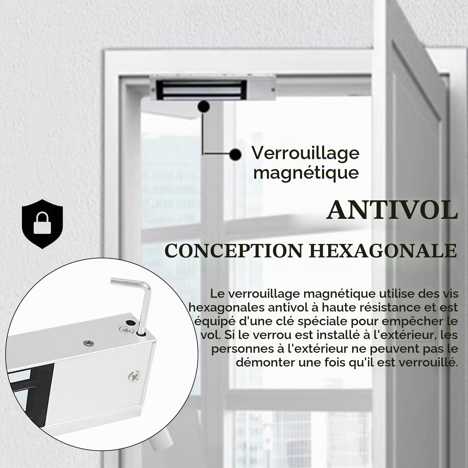 Serrure Magnétique ÉLectrique Dc 12 V 280 Kg, Force De Maintien De 600 Lb, Pour Système De Contrôle D'Accès De Porte Contrôleur Hôte EntréE De Porte Mode Nc Pour SystèMe De Sécurité Domestique