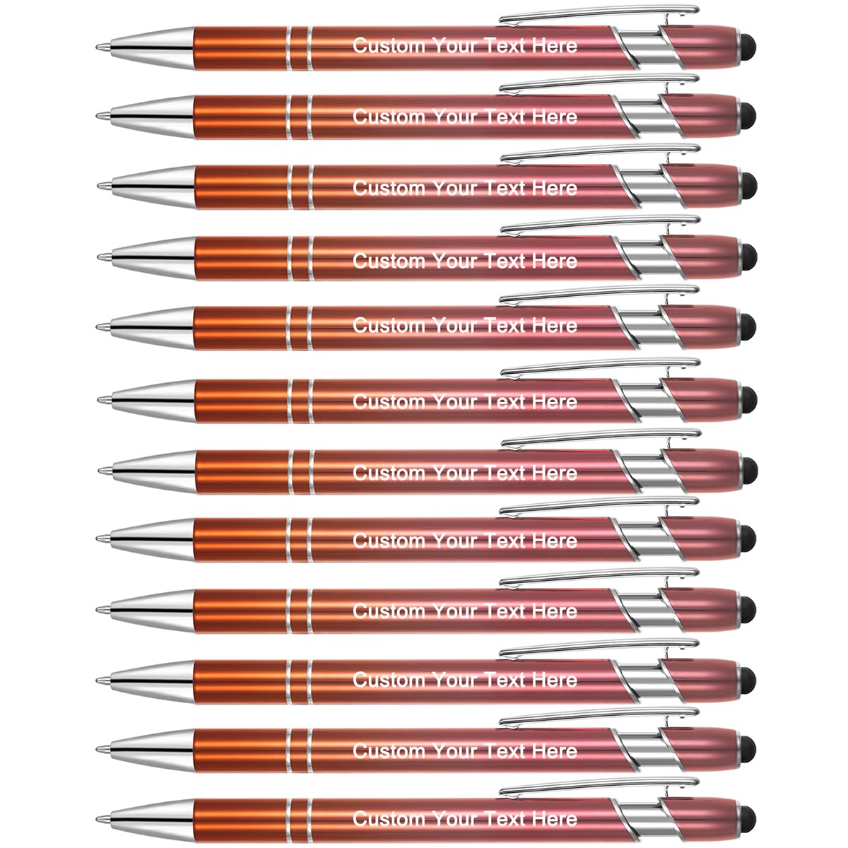 Zoonnis 50 Pcs Personalised Ballpoint Pens with Stylus Tips for Business Personalized Engraved Pen In Bulk for Women Men with Name Text Custom Pen Writing Customised Pen With Black Ink for School โ image 1