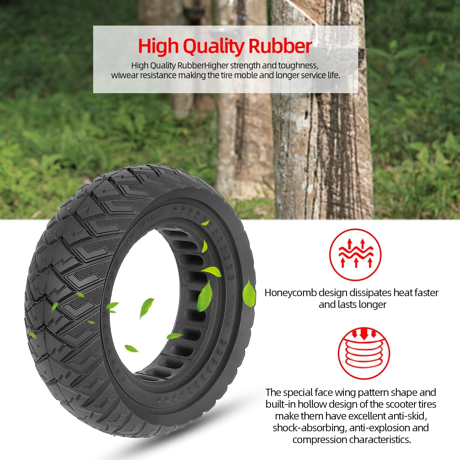 Générique Pneu Trottinette 8.5 Pouce Solide Tout-Terrain 8.5 Pouces .5x3 for Scooter, pièces de résistantes à l'usure et la Perforation