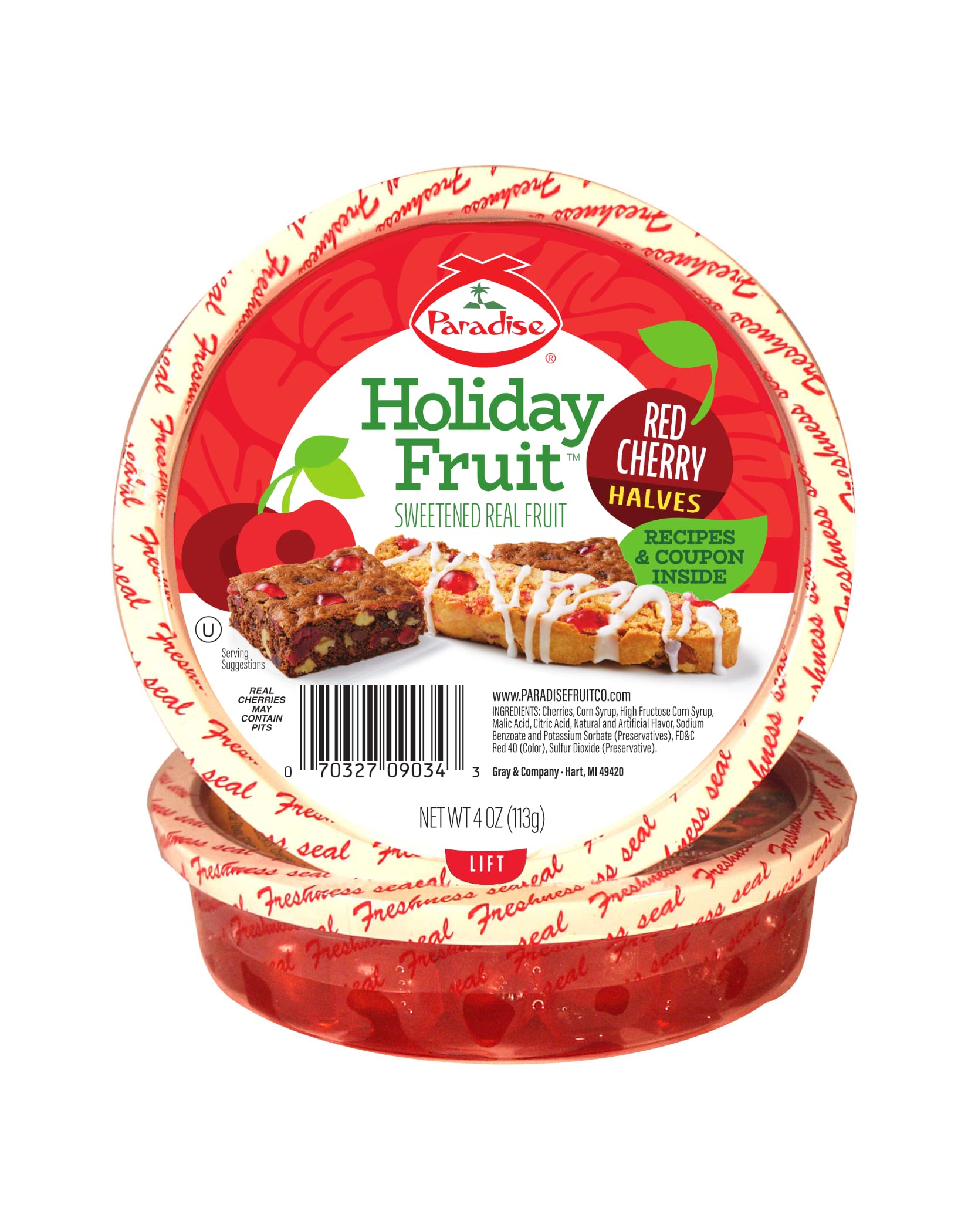 Amazon.com: Paradise Candied Fruit, Red Cherry Halves, 4 Ounce