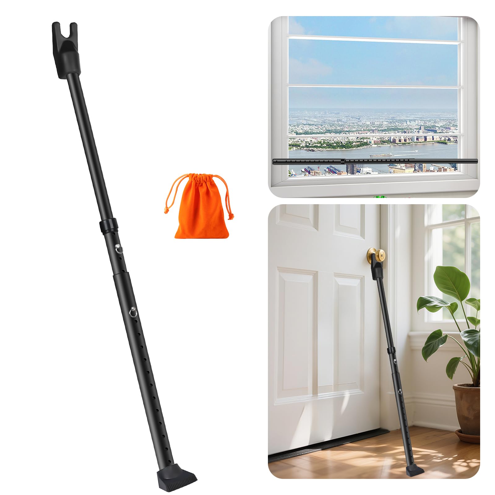 MIGUBIGU Door Safety Bar, Safety Bar for Doors Adjustable 59-123 cm, Burglary Protection Door, Door Secures, Door Handles
