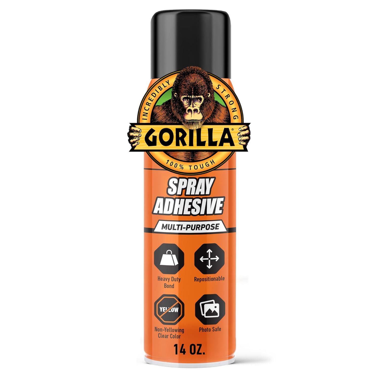 Gorilla Heavy Duty Spray Adhesive 14 oz - Clear Drying, Permanent Bond for Wood, Fabric, Metal, Indoor Outdoor Use