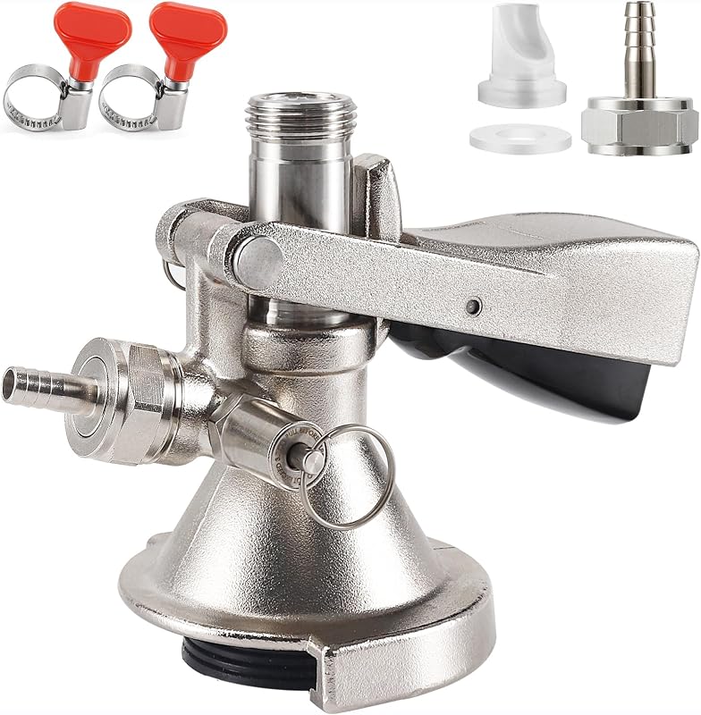 A type Keg Coupler German Slider A System Keg Coupler Stainless Steel Probe Beer Keg Tap for German A system Keg Coupler with Relief Valve Beer Barrel Coupler Kegerator Parts | Beer Coupler for Barrel Keg, Keg Coupler Connectors with Relief Valve, Kegerator Parts, Keg Coupler A Style
