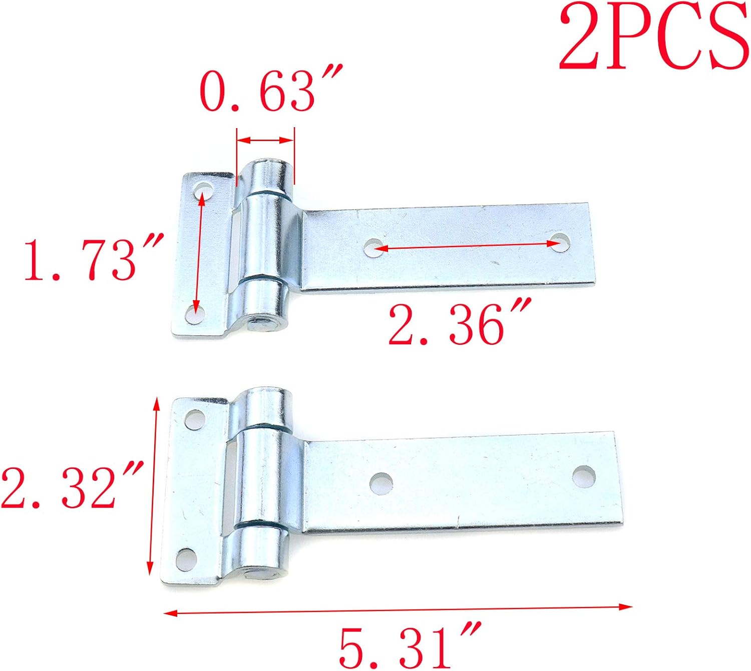 MY MIRONEY 5.31" x 2.32" Strap Tee T Hinge Carbon Steel T Hinge for Garage Barn Door Gate Shed Cargo Trailer Truck Pack of 2