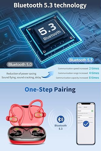 Miniatura 9 de GLB - Auriculares inalámbricos, reproducción de 60 horas, Bluetooth 5.3, auriculares inalámbricos con cancelación de ruido con pantalla de batería