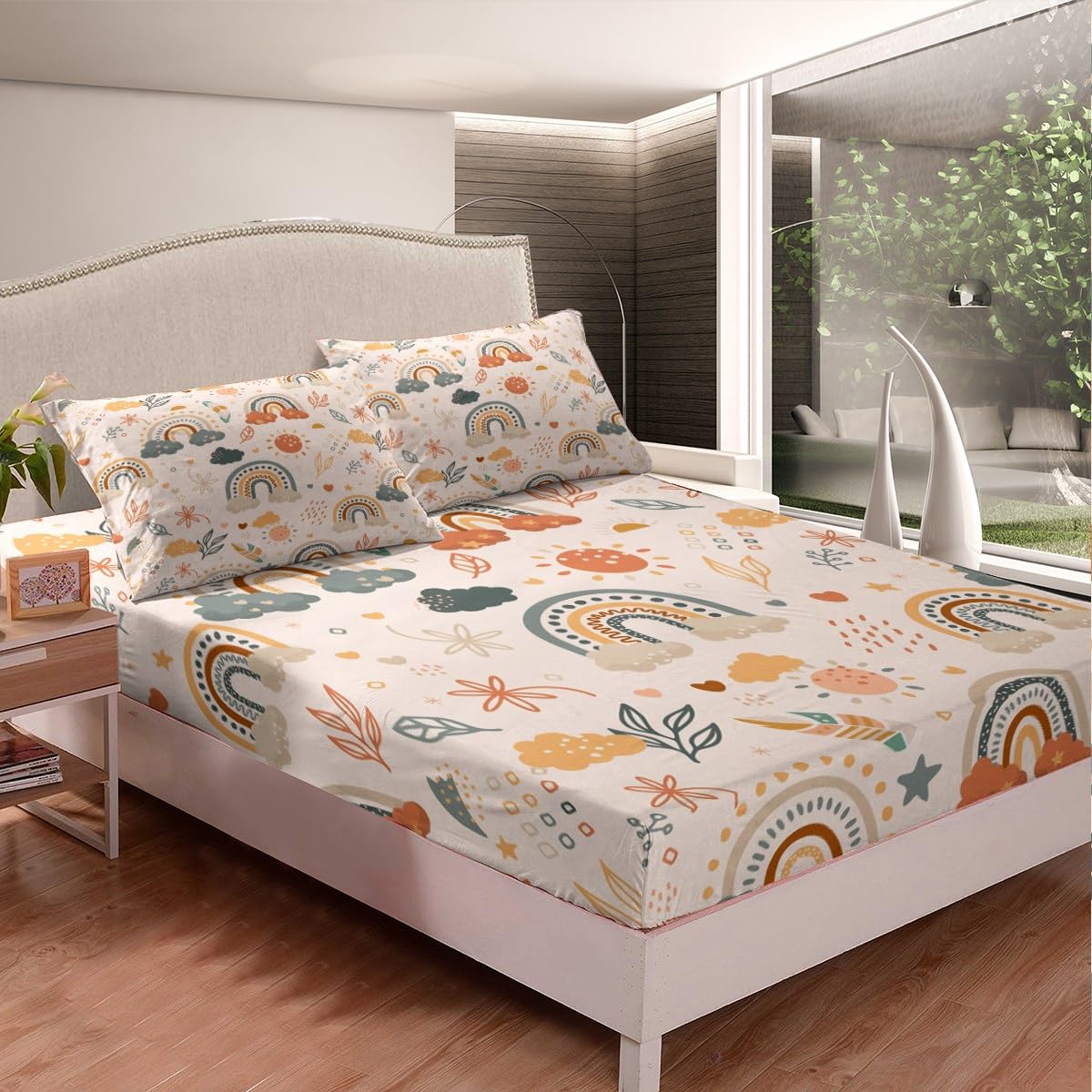 WeCozy Full Size Sheet Set – 4-Piece Boho Geometric Bedding, 14” Deep Pocket, Brushed Microfiber