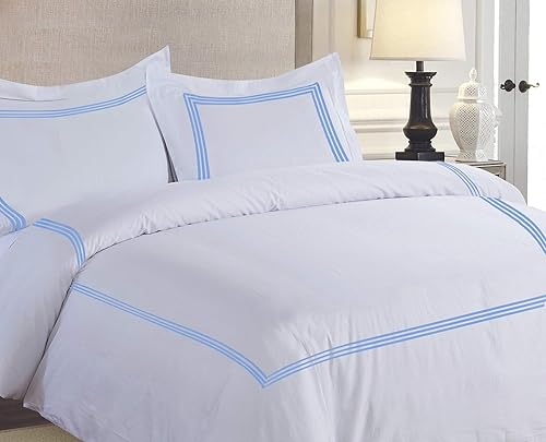 Miniatura 3 de Juego de funda de edredón de 3 piezas de algodón egipcio de 400 hilos con cierre de cremallera de 3 líneas y lazos en las esquinas (1 funda de