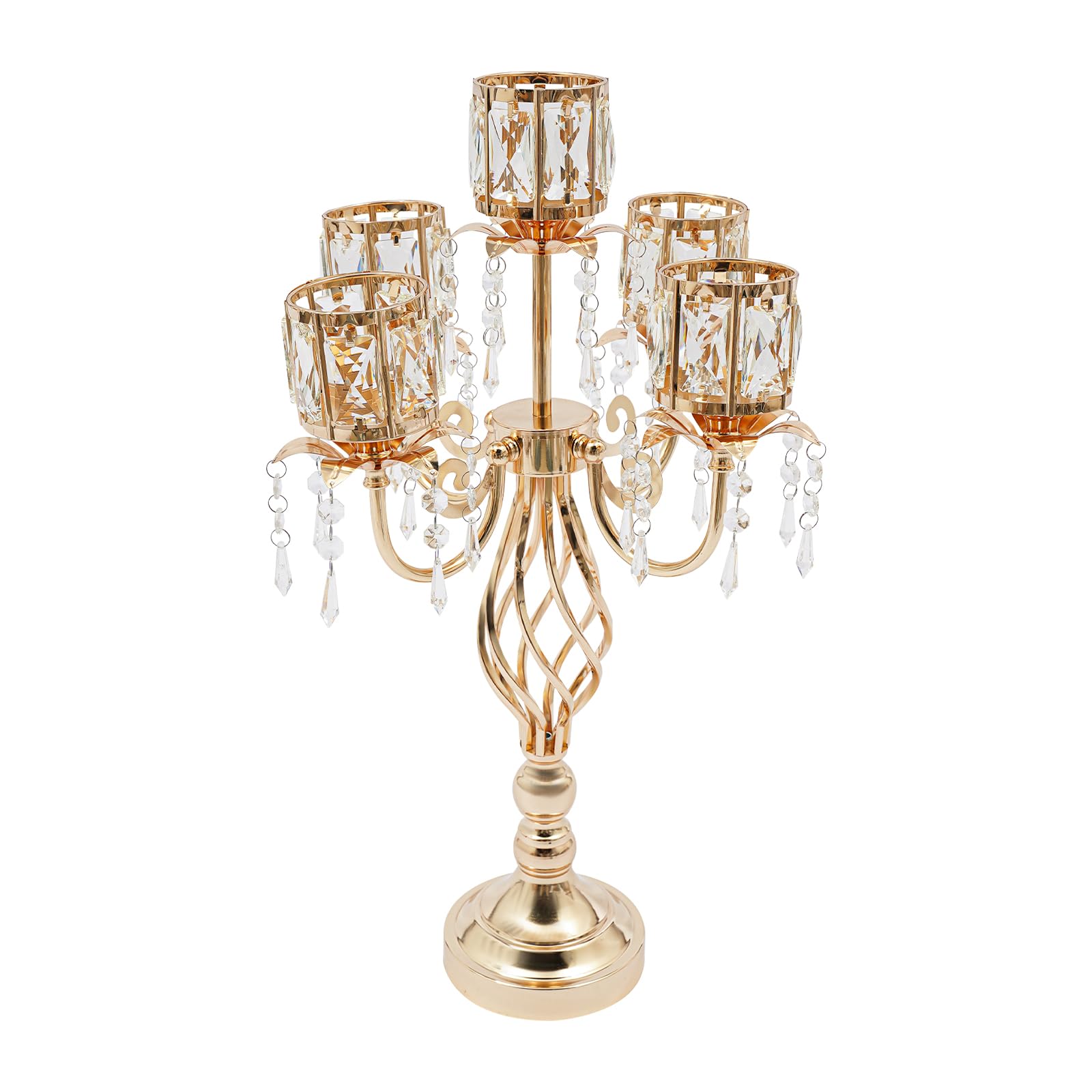 Lot de 4 bougeoirs à 5 bras en métal doré de 59 cm de haut