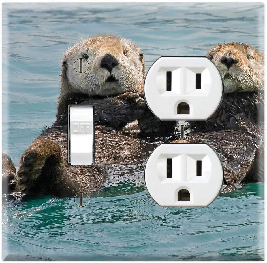 Graphics Wallplates - Sea Otters Holding Hands - Toggle Outlet Combo Wall Plate Cover