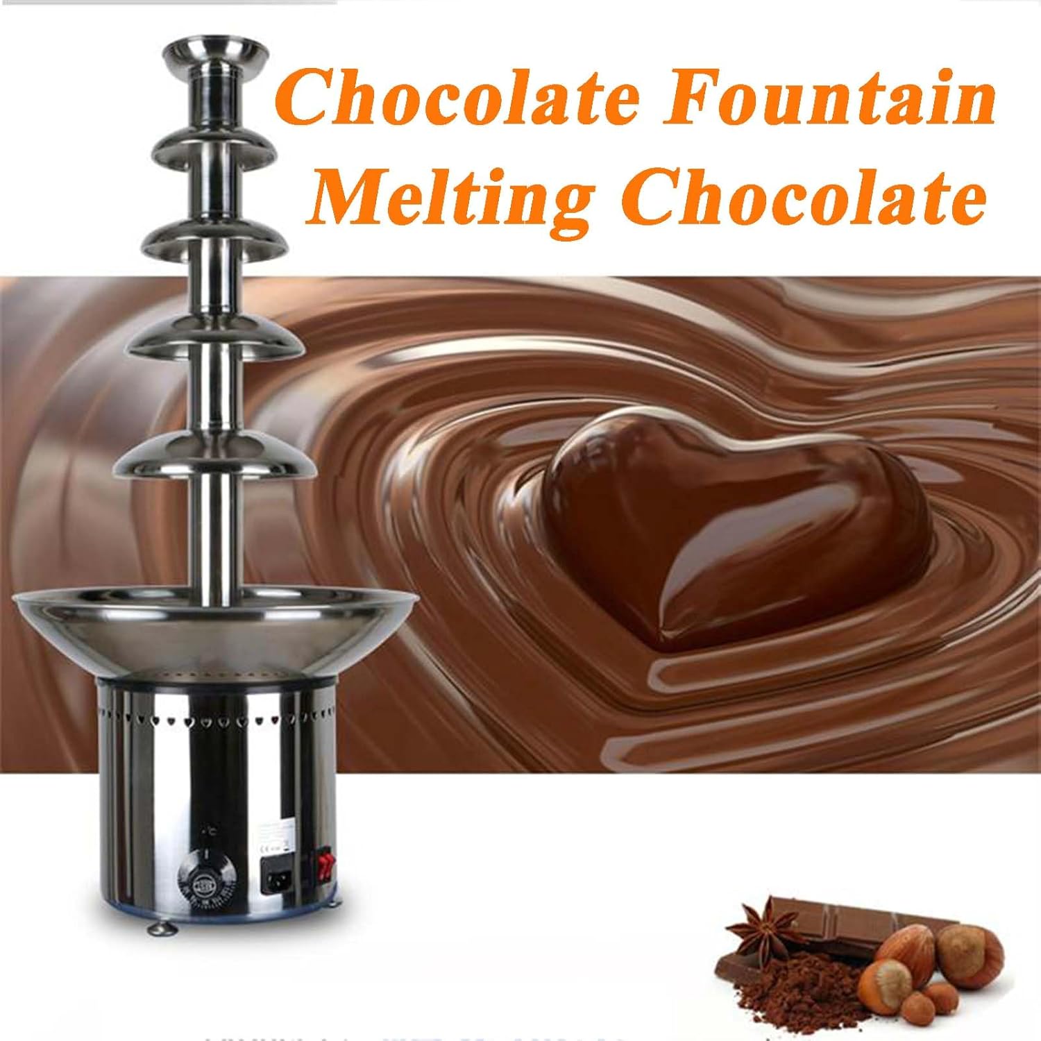 Chocolate Fondue Fountain, Electric Chocolate Melting Machine, Hot Chocolate Fondue Tower, Stainless Steel Cascading Fondue, for Birthday Party Wedding Celebration (7 Tiers) ()