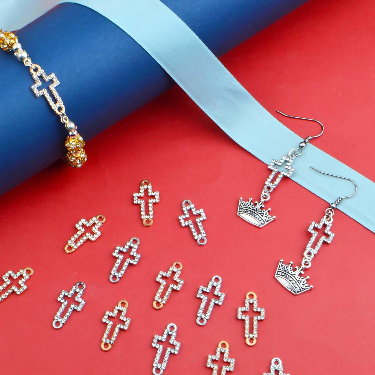 20 Pieces Mini Cross Shape Charms Connectors Metal Hollow Cross Crucifix Pendant Links Craft Supplies for DIY Necklace Earrings Jewelry Making Decoration, 2 Colors - Image 7
