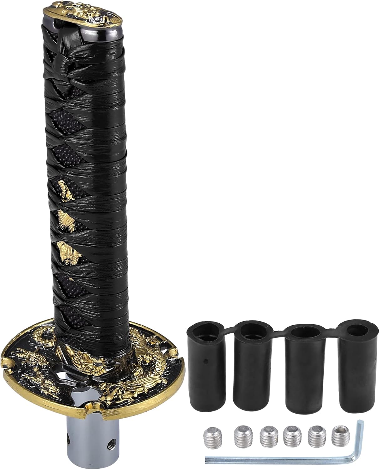 X AUTOHAUX 15cm Samurai Sword Style Gear Shifter Lever Katana Shift Knob Classic Braided Pattern for Manual Automatic at MT Shifter Black