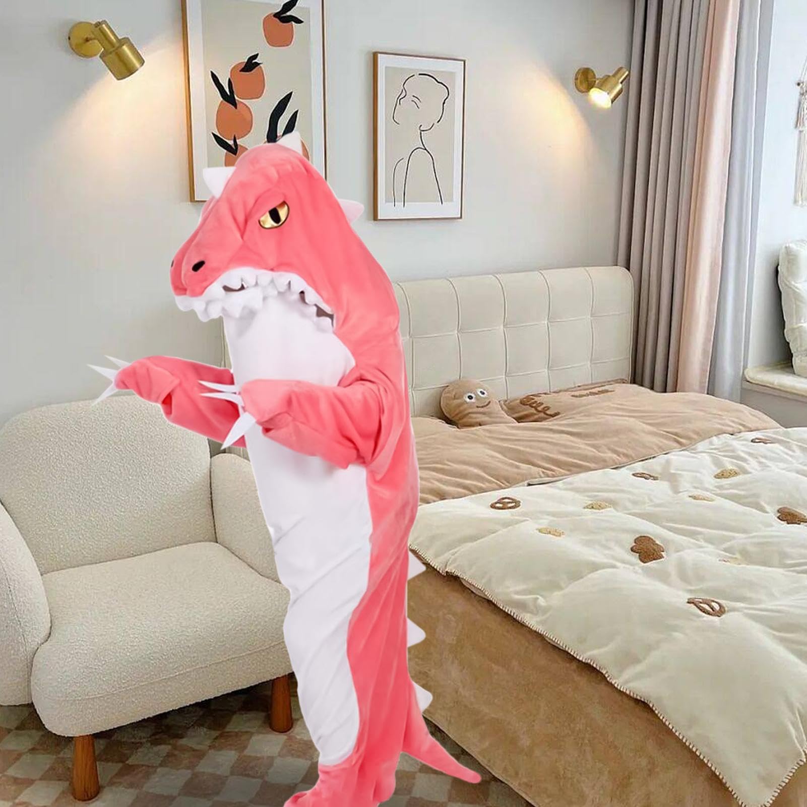Kostium Dinozaura dla Dorosłych Miękka Flanelowa Bielizna Nocna | Dla Dorosłych Bluza Z Kapturem Dinozaur Kombinezon Dla Kobiet Mężczyzn Chłopaka Dziewczyny Żony Halloween Święta Bożego