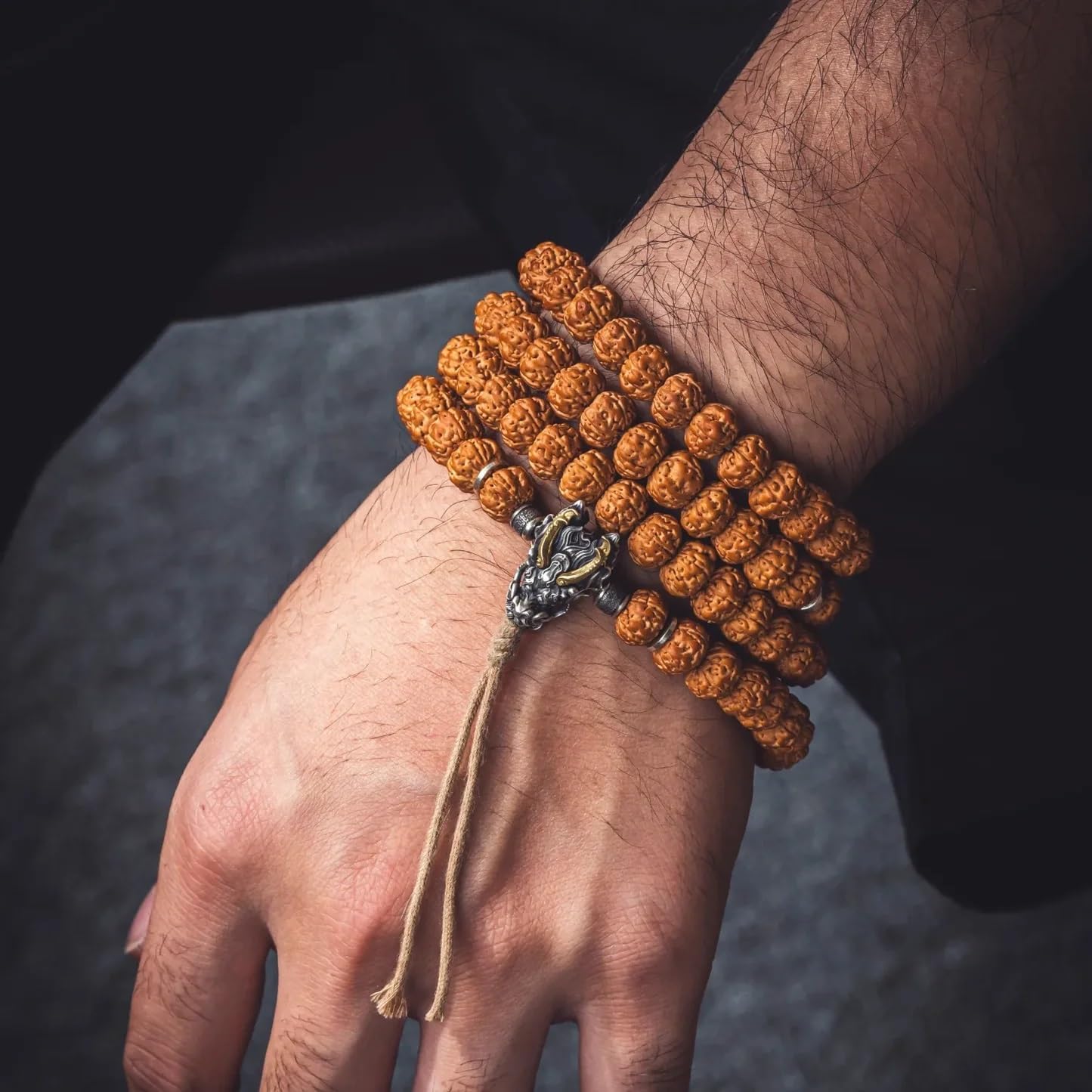 COPPERTIST.WU Dragon Three-way Beaded Bracelet Stackable Bangle Multilayered Ball Stretch Bracelets for Men and Women