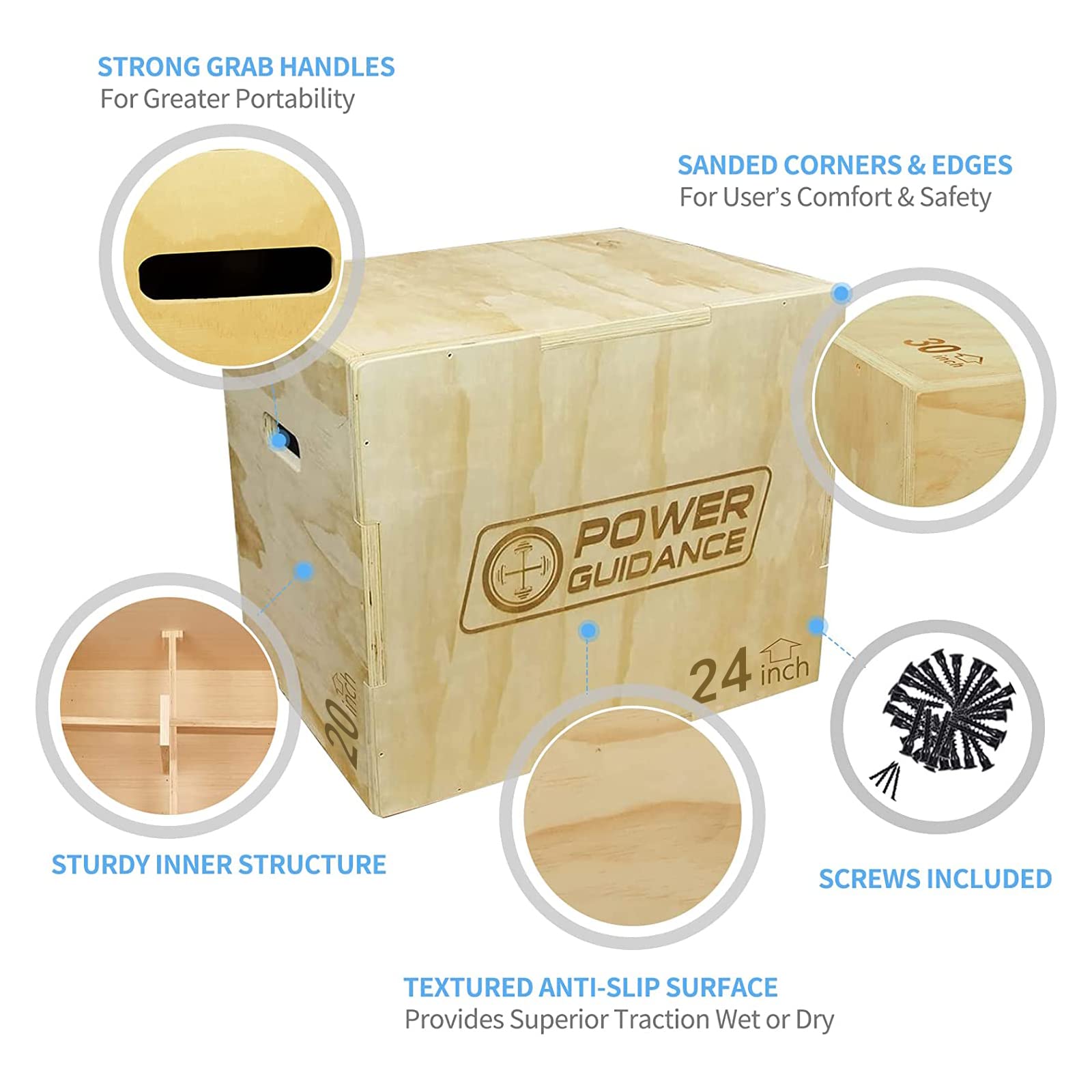 POWER GUIDANCE 3 in 1 Pliometrica Saltare Scatola Ideale per Allenamento a Croce Plyo Jump Box
