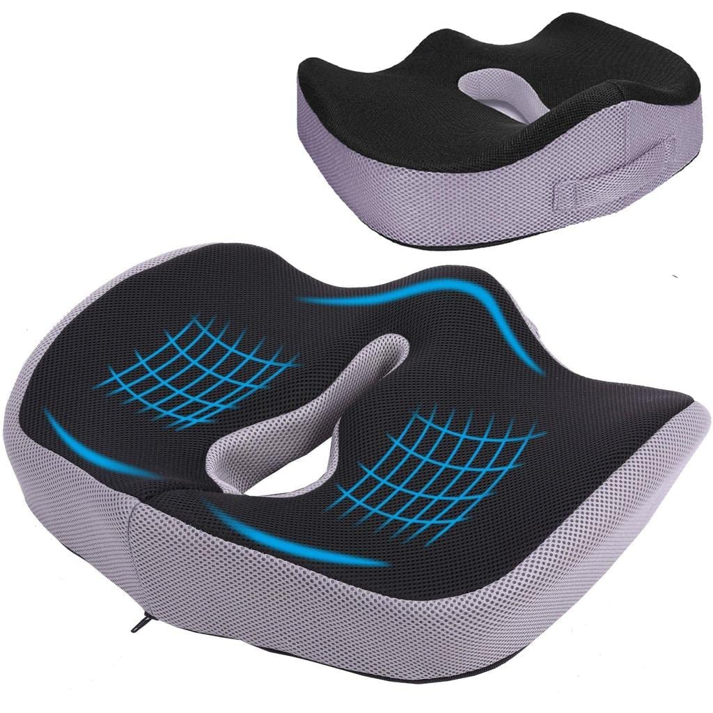 Meneflix Car Comfort Seat Cushion, Non-Slip Orthopedic & Memory Foam Coccyx Cushion for Back Pain & Sciatica Relif Universal Fits Most Cars, Vehicles, SUVs, Trucks, Car Accessories || Multicolor