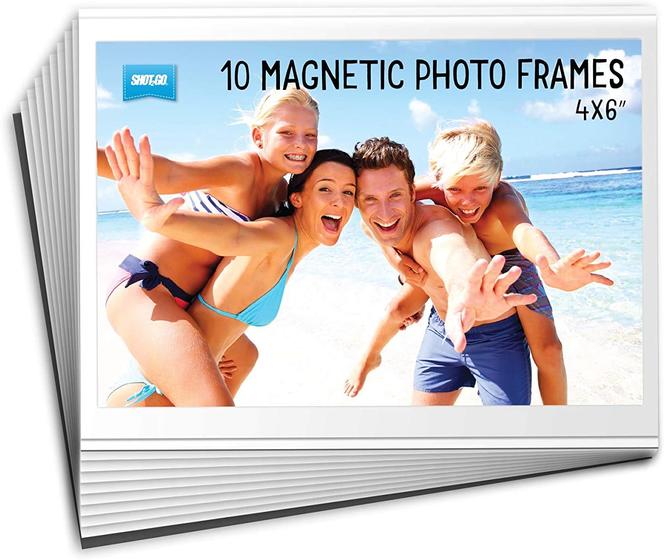 Shot2go Pack of 10 Magnetic Photo Fridge Frame Pockets Clear 4x6