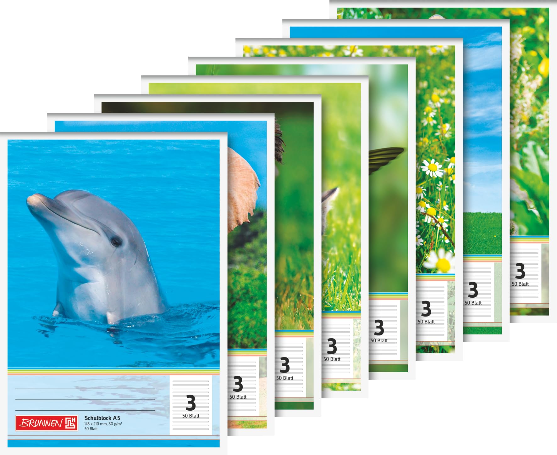 Baier Schneider &School Notepad Pet Pad kopfverleimt 8 CM Hole-Punching, 80 g/M ²/A5 / Line