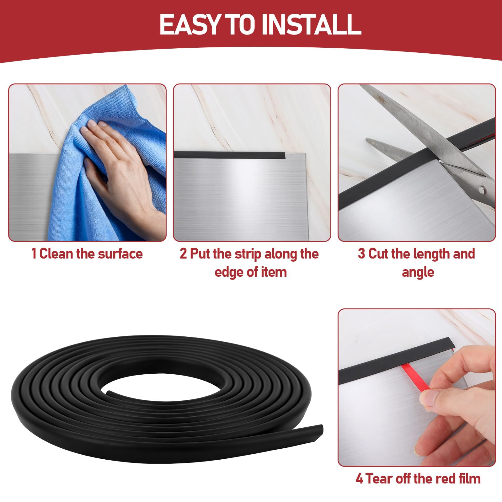 Perfil Autoadhesivo En U De Goma EPDM – 3 Metros, 1.6 Mm De Interior, 5 Mm De Exterior – Protector De Bordes Para Puertas, Chapas Metálicas, Tuberías, Coches Y Ventanas