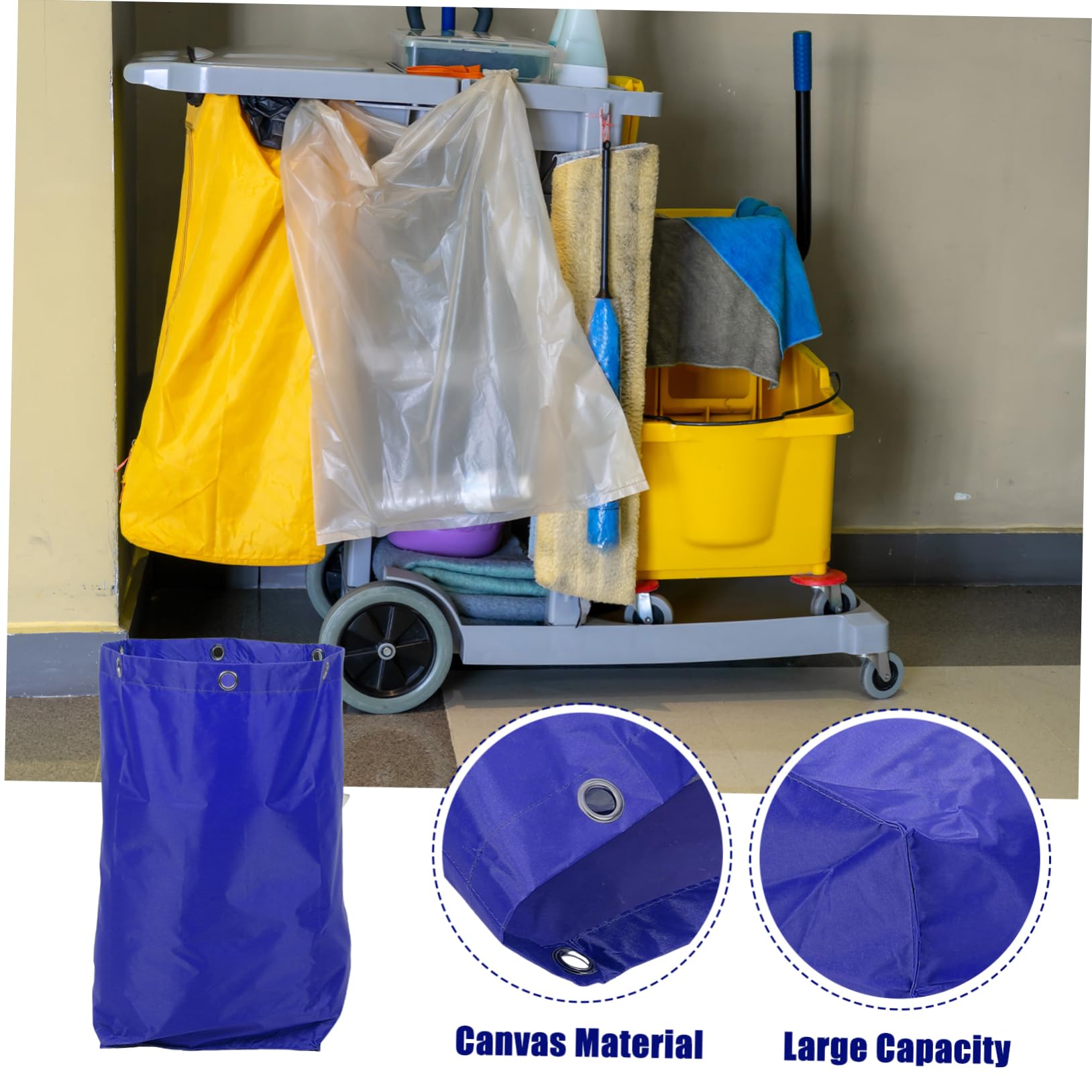 MUCKLILY Cleaning Cart Janitorial Bag Canvas Cleaning Caddy Tote Bag Janitorial Cleaning Bag
