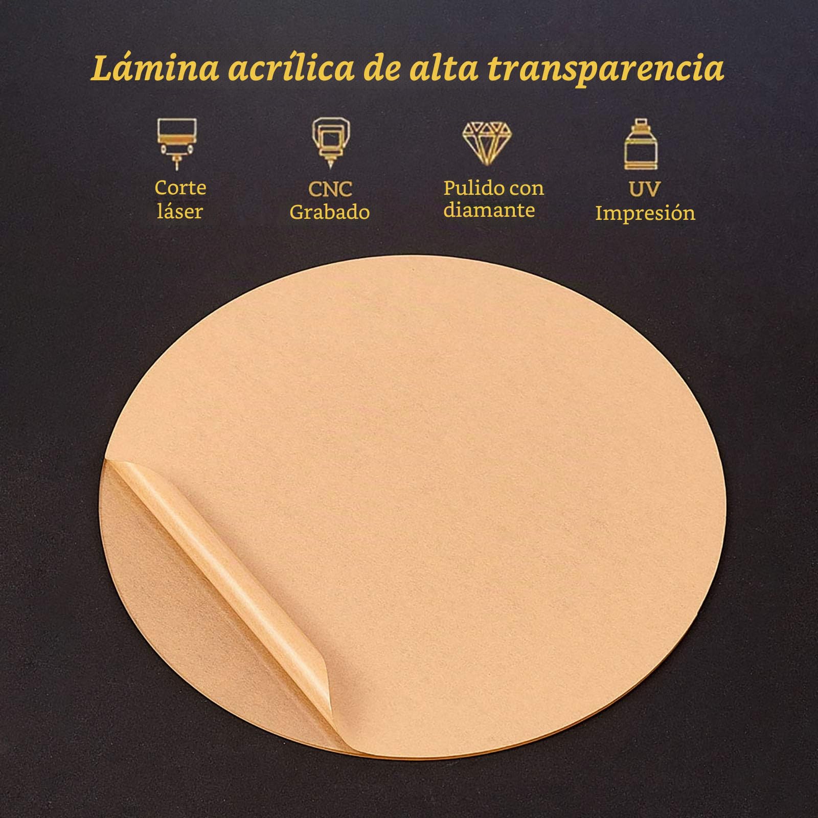 BENECREAT Panel Redondo de Acrílico 3mm Transparente 300mm Diámetro Placa