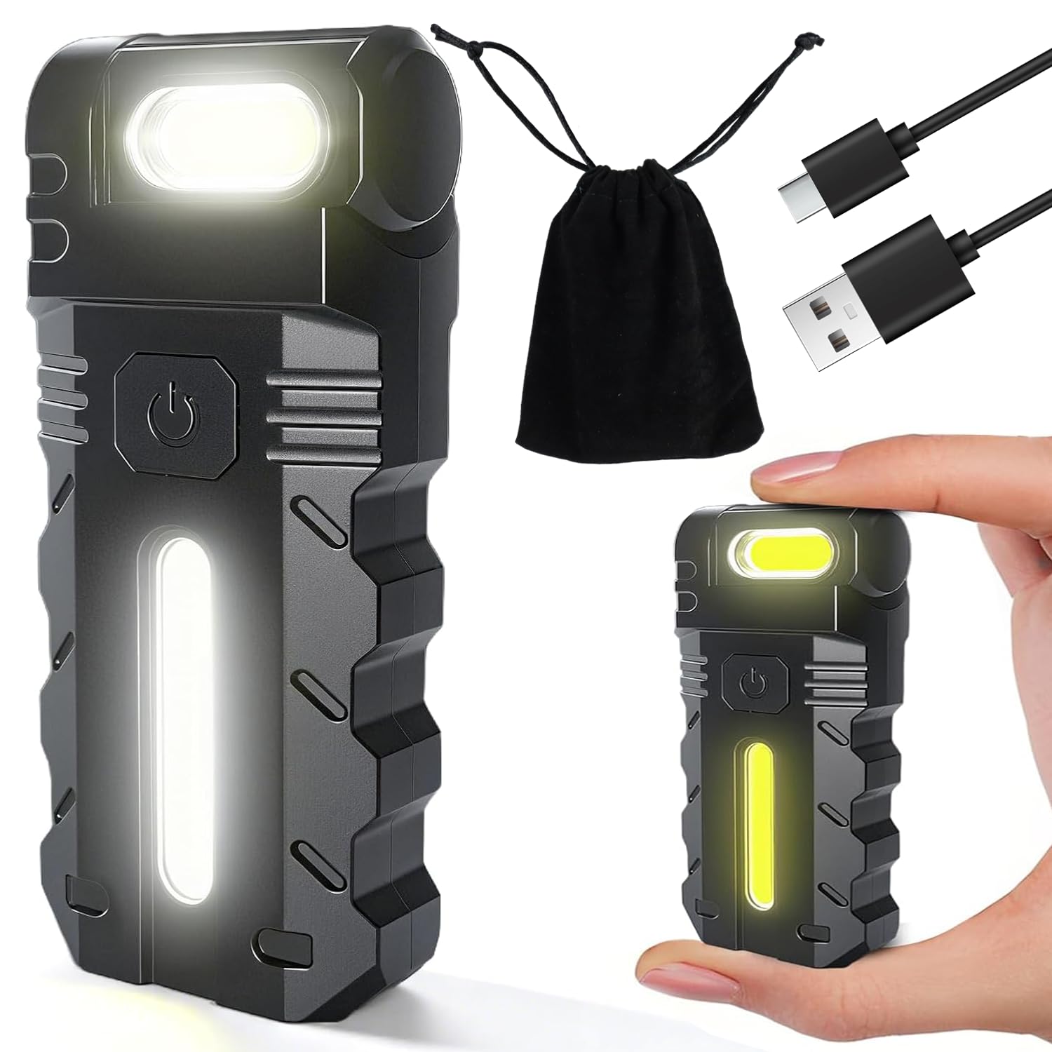 Aohcae Taschenlampe Led Aufladbar, Extrem Hell EDC Flashlight Mini mit Clip und Magnetfuß, Mini Taschenlampe LED, 5 Modi|180° Drehbar|400 Lumen|Wasserdicht| für Camping Outdoor Wandern Notfall
