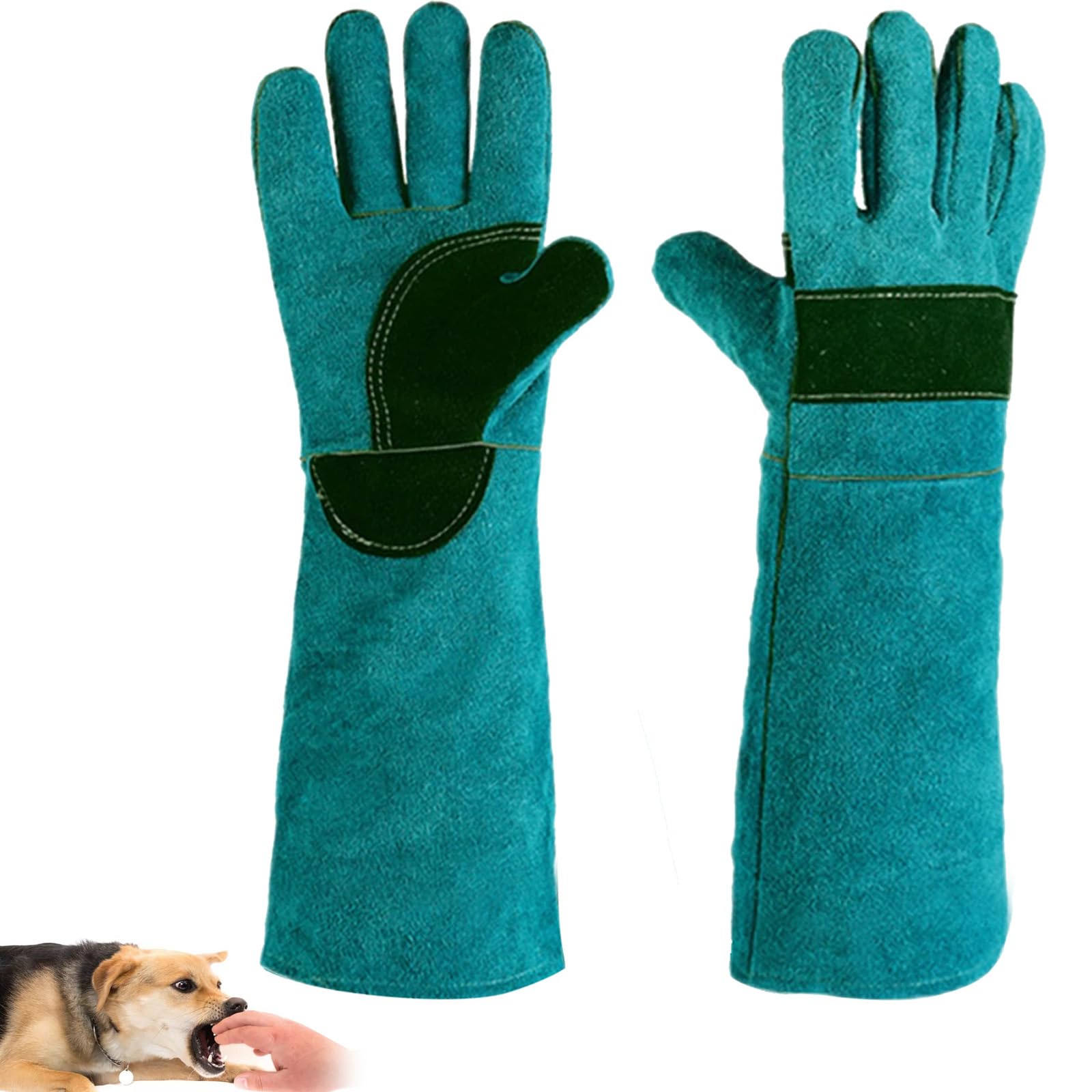 Tokaneit Guanti di Protezione da Lavoro Resistenti ai Morsi Animali Domestici Verde 45cm