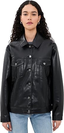 ANINE BING Womens Rory Jacket in Black Recycled Leather