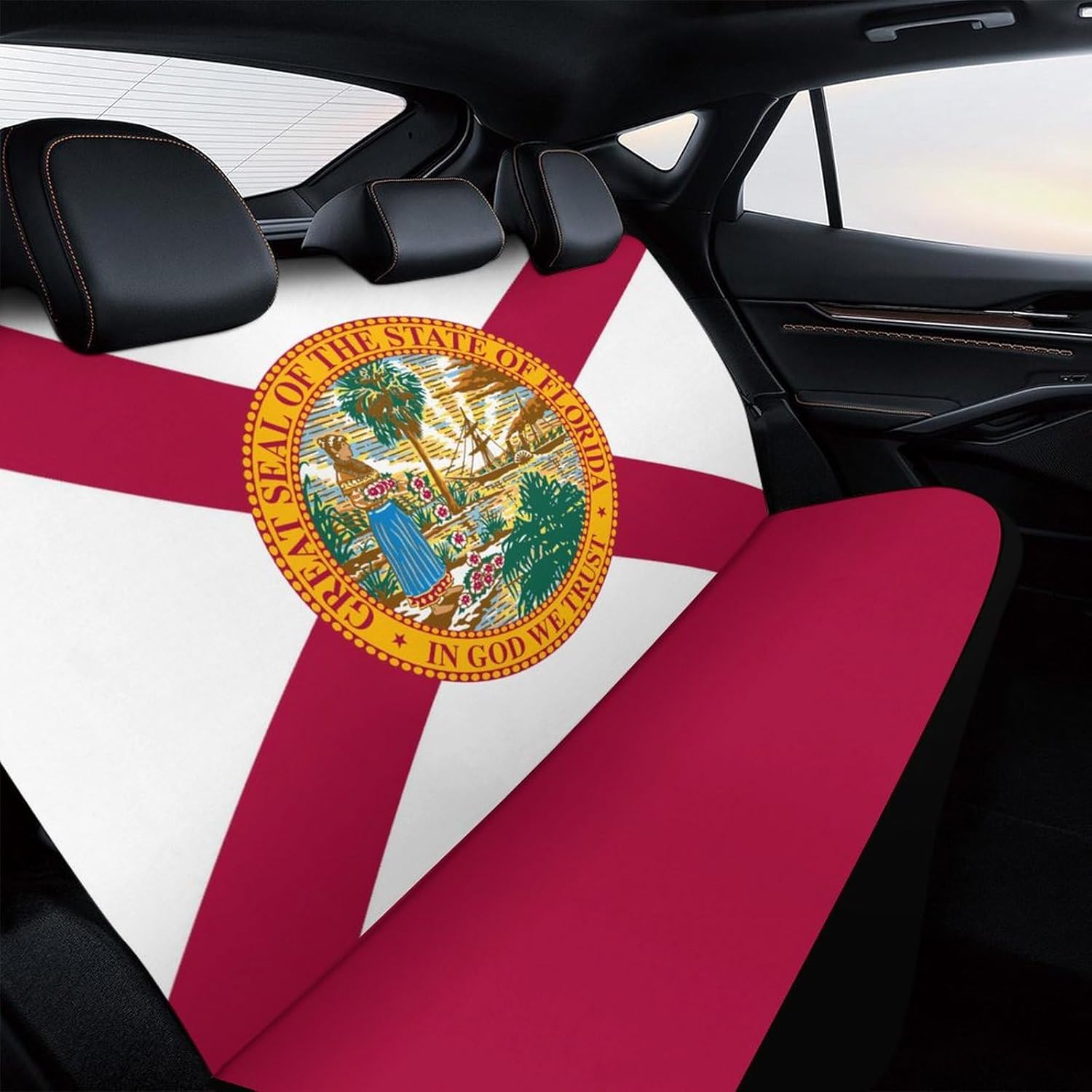 Calculay Florida Flag Car Seat Cover-Car Back Row Seat Protective Cover, Car Seat Dust Cover, Car Cushion, Suitable for All Vehicle(Pack of 2) 120x59x76cm