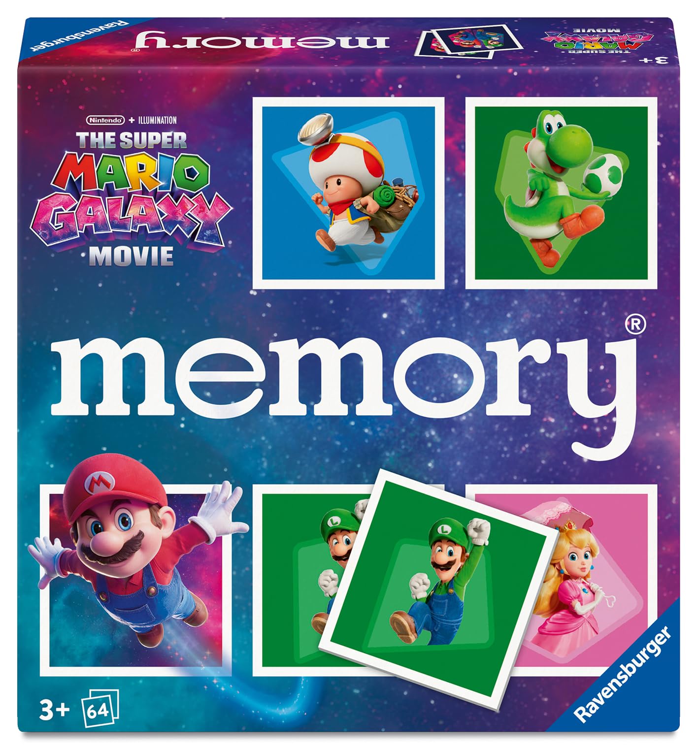 Ravensburger 25105 Memory® The Super Mario Galaxy Movie - Das weltbekannte Gedächtnisspiel mit 32 Kartenpaaren, für 2-8 Personen, ab 3 Jahren - 2