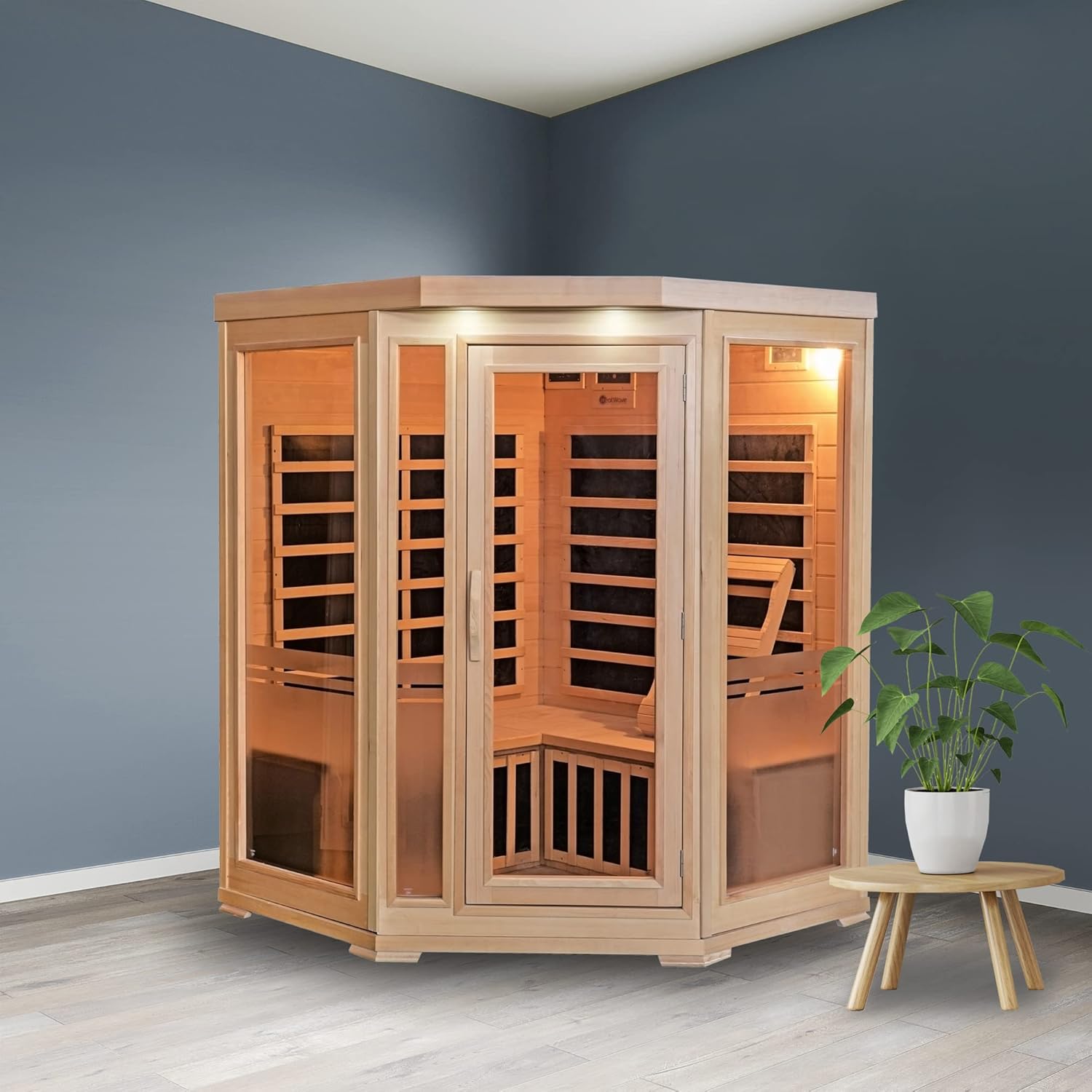 Sonoma 3-Person Natural Hemlock Infrared Corner Sauna
