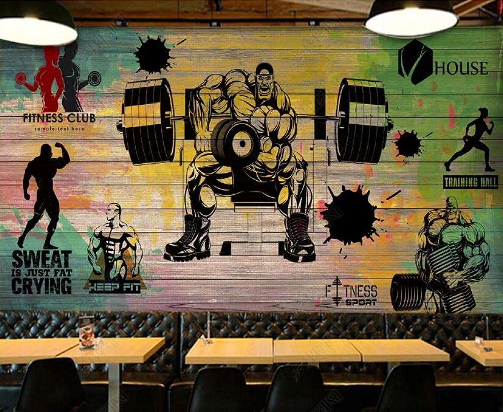 Papel pintado personalizado 3D tablón de graffiti deportes fitness club foto mural papel tapiz 3D cartel decoración de pared papel tapiz-300 * 210cm