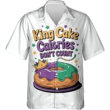 Mardi Gras Hawaiian Shirts for Men - Fat Tuesday Button Down Mens Hawaiian Shirts Short Sleeve S 107