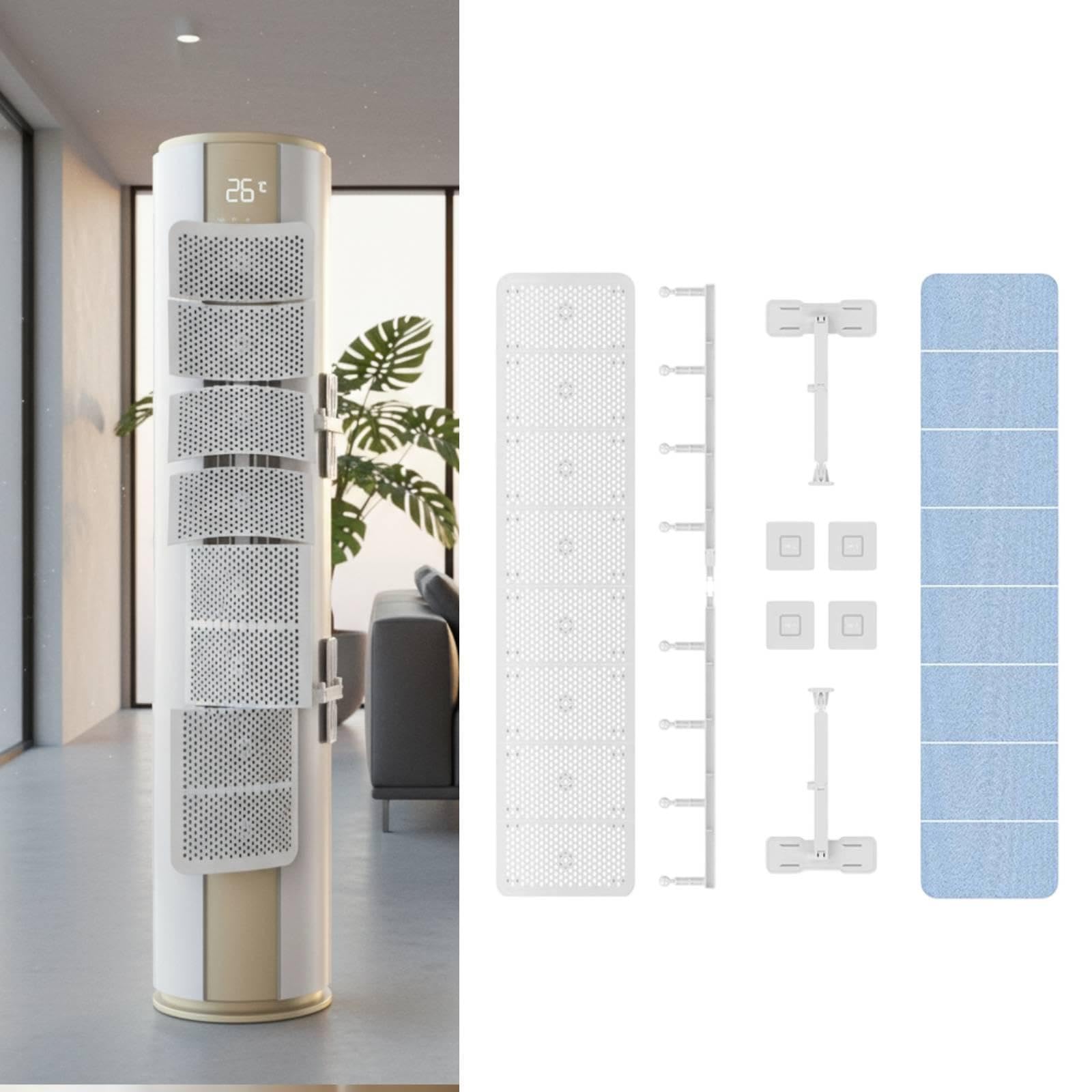 KESOTO Deflettore Verticale Rotondo per condizionatore d', Piastra Guida, Accessorio per condizionatore d' per casa e Ufficio, 20x120 Cm