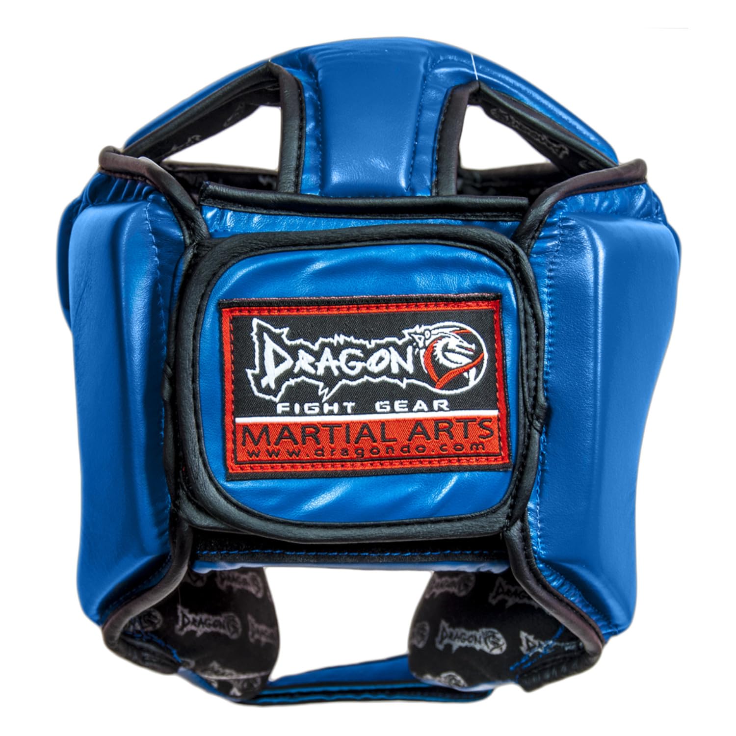 Dragondo 11785-P ochrona głowy do kickboxingu i Muay Thai – zamknięty kask bokserski z ochroną policzków i górnej części głowy, certyfikat CE, czarny/czerwony/niebieski