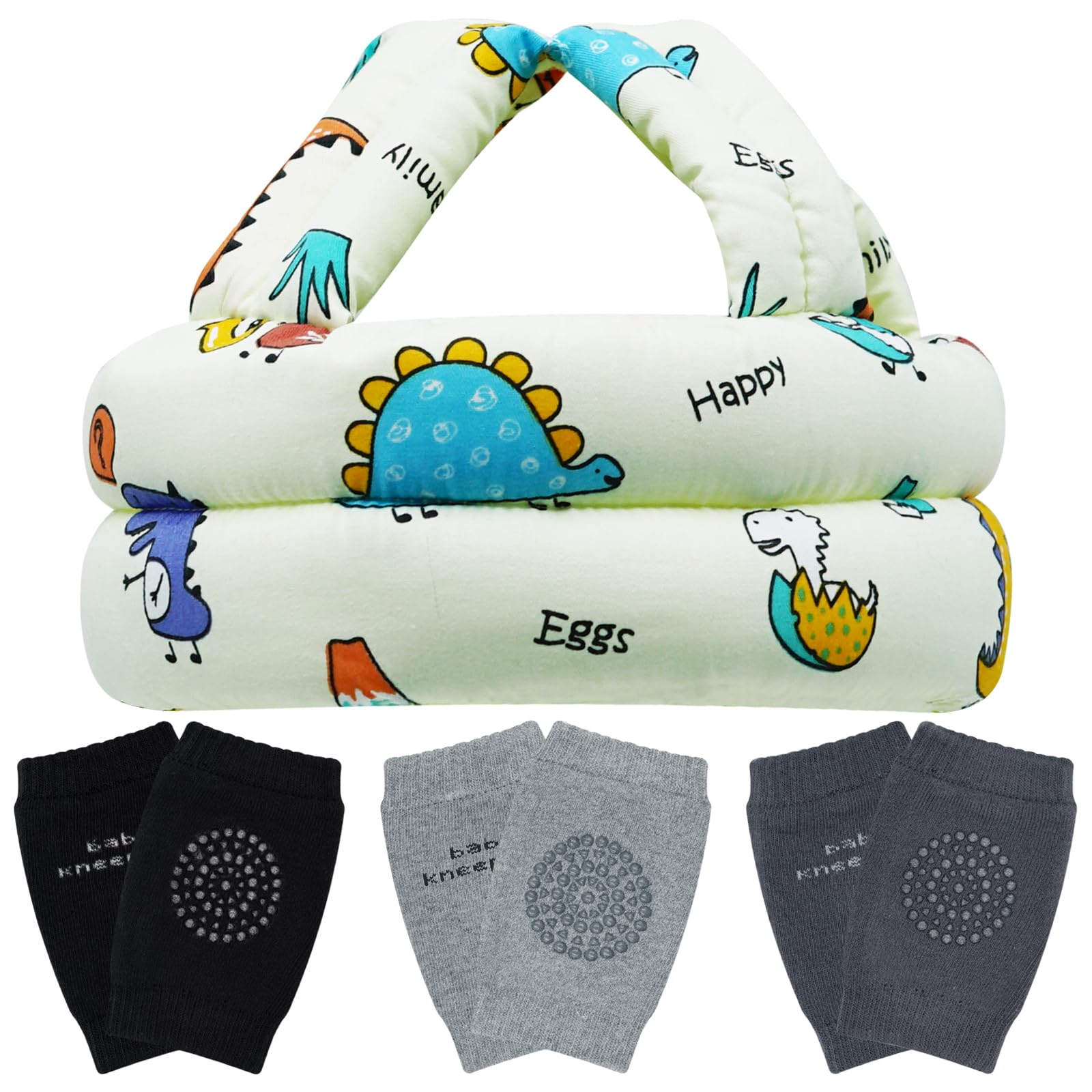 Baby Head Protector Helmet Cap & Knee Pads for Crawling Walking, Toddler No Bump Head Cushion Adjustable Protective Hat for 1 Year Old 6-12 Month