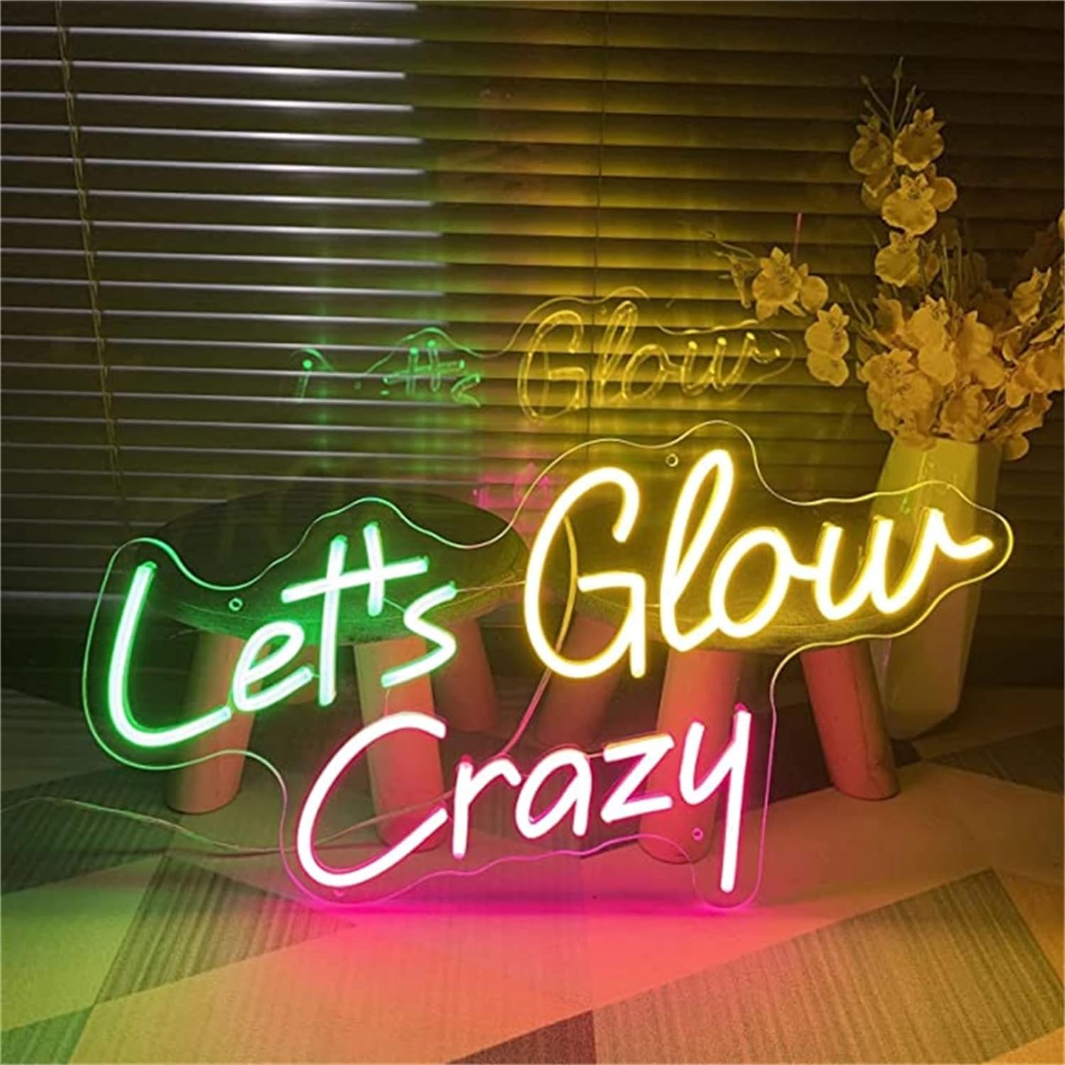 Akrylowy podświetlany napis Świecące diody LED szalone kolorowe neony LED, akrylowe neony USB do pokoju Club Party Decor, wiszący na ścianie szyld świetlny, 40X20cm Znak świetlny na ścianę domu
