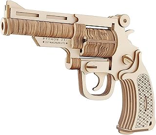 3D Wooden Puzzle, DIY Revolver Gun Model Toys Jigsaw Brain Teaser Gift for Kids,Teens