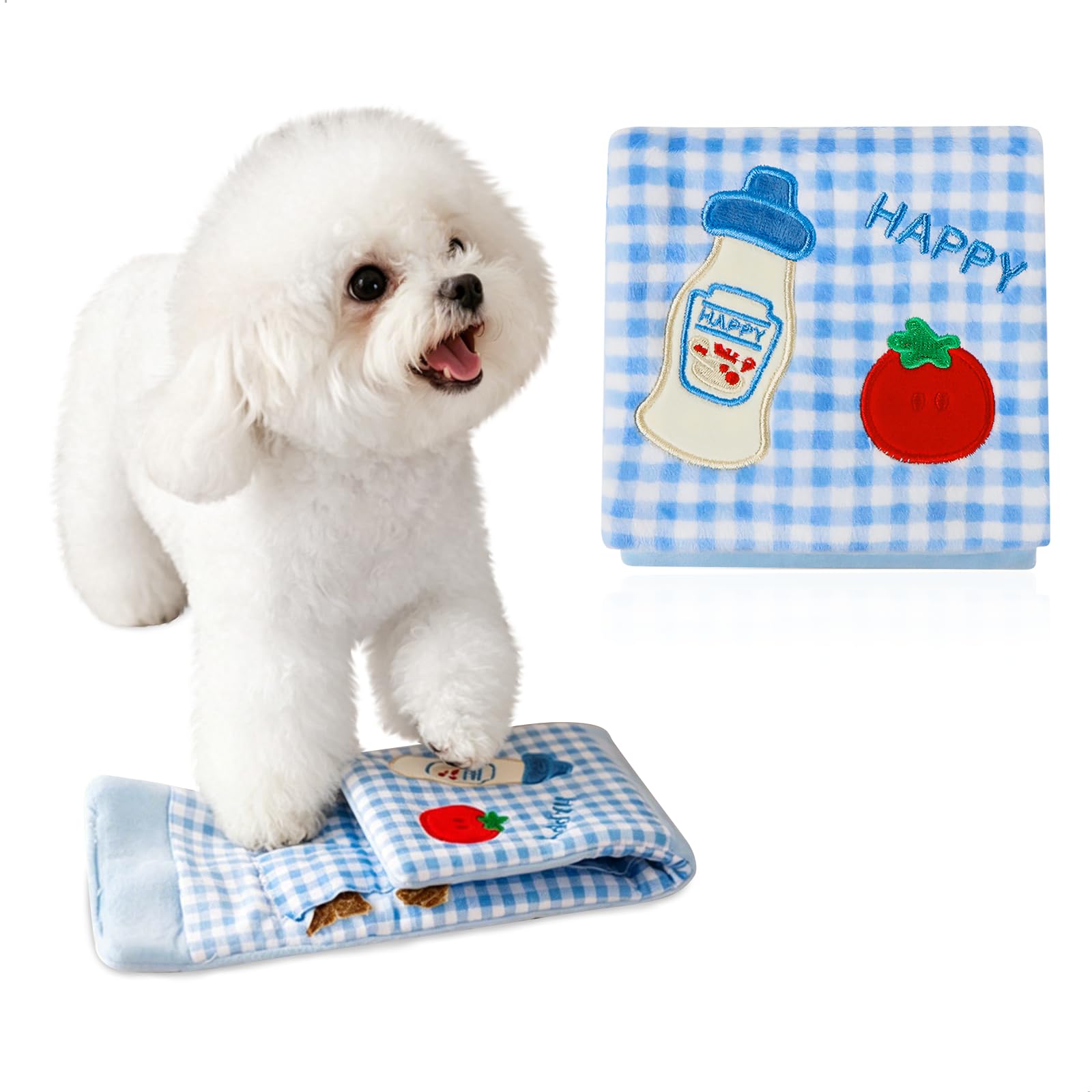 Alfombra Olfativa Perros,Manta Olfativa Perro,Juguetes Interactivos para Perros Conejos Gatos,Plegable y Lavable a Máquina Dispositivo de Papel Sonoro Integrado Resistente Práctico,13*15CM