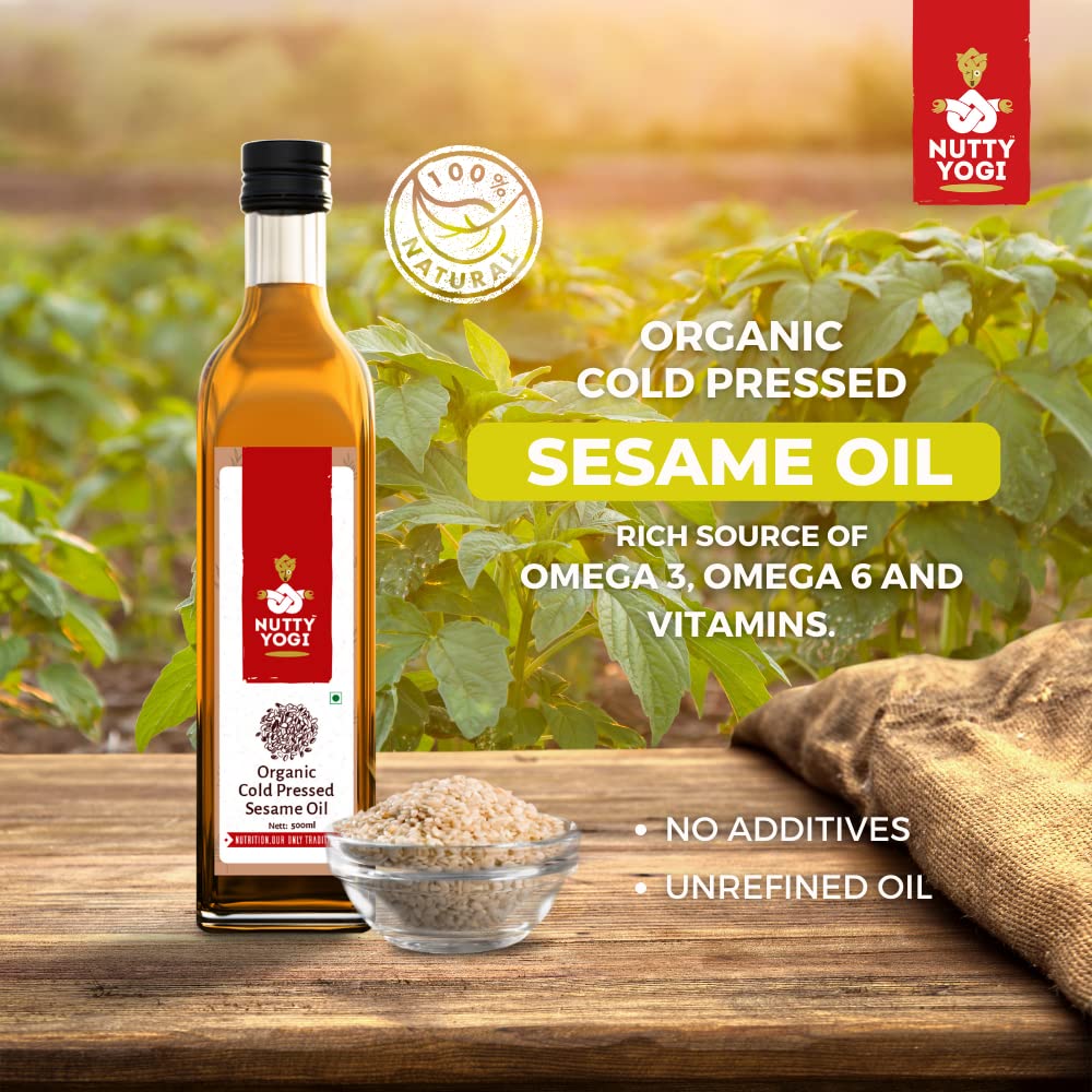 Nutty Yogi Organic Cold Pressed Sesame Oil | Natural Cooking Oil | No Additives 500ml 1