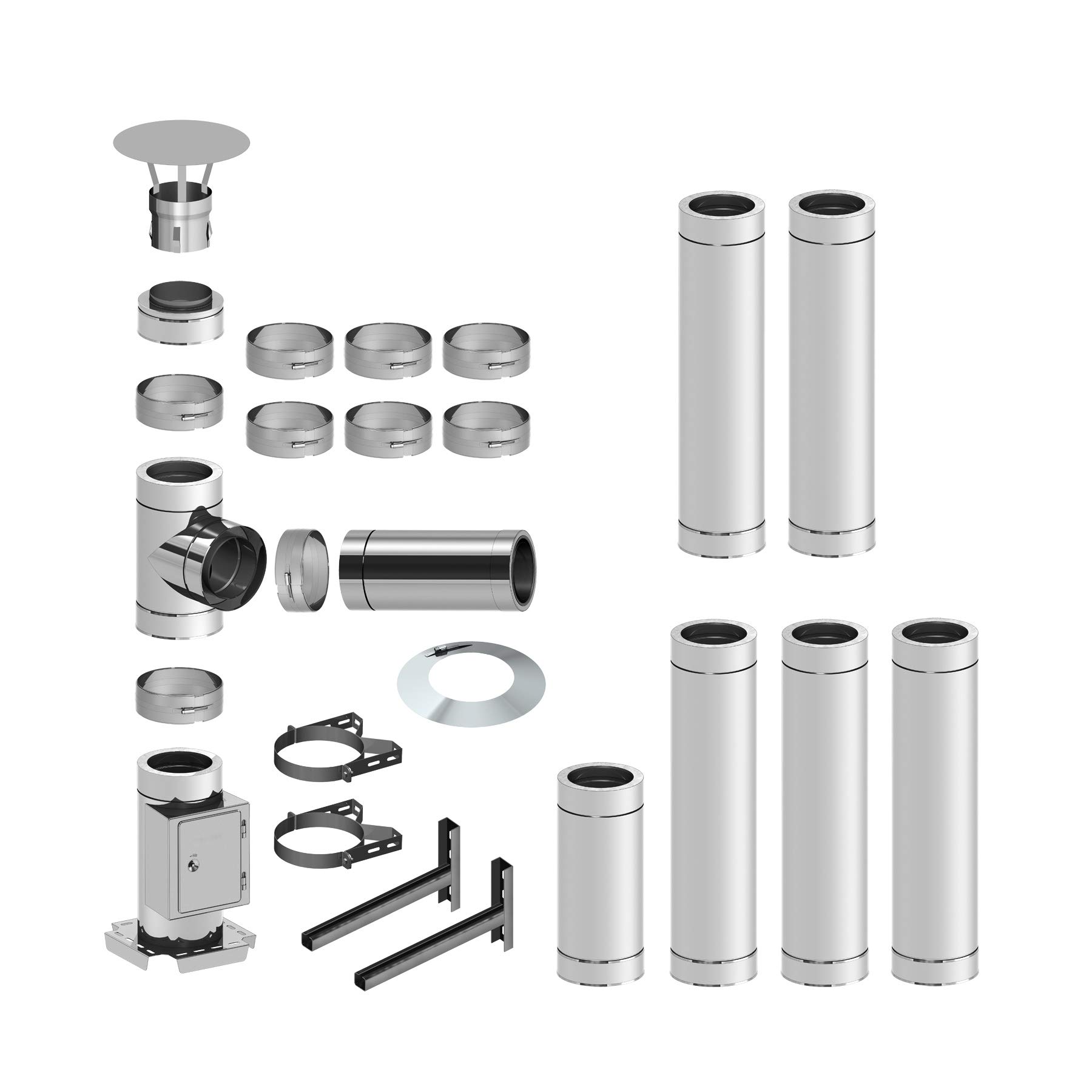 Jeremias Schornstein Paket 180mm - 6,2m Doppelwandig Für Wandmontage