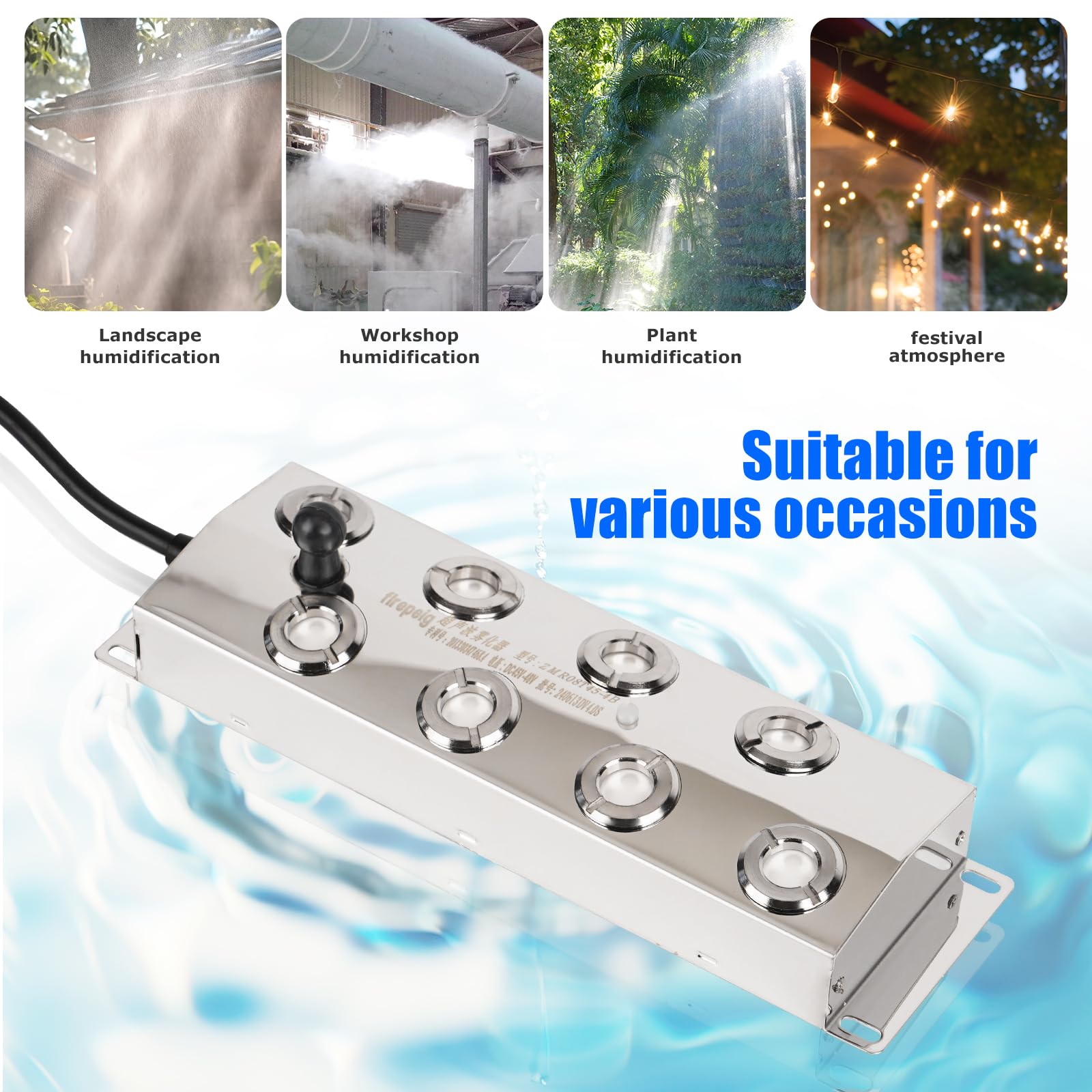 Nebelmacher 8-Kopf Ultraschall Generator - 6L/H Nebel Für Garten Und Teich