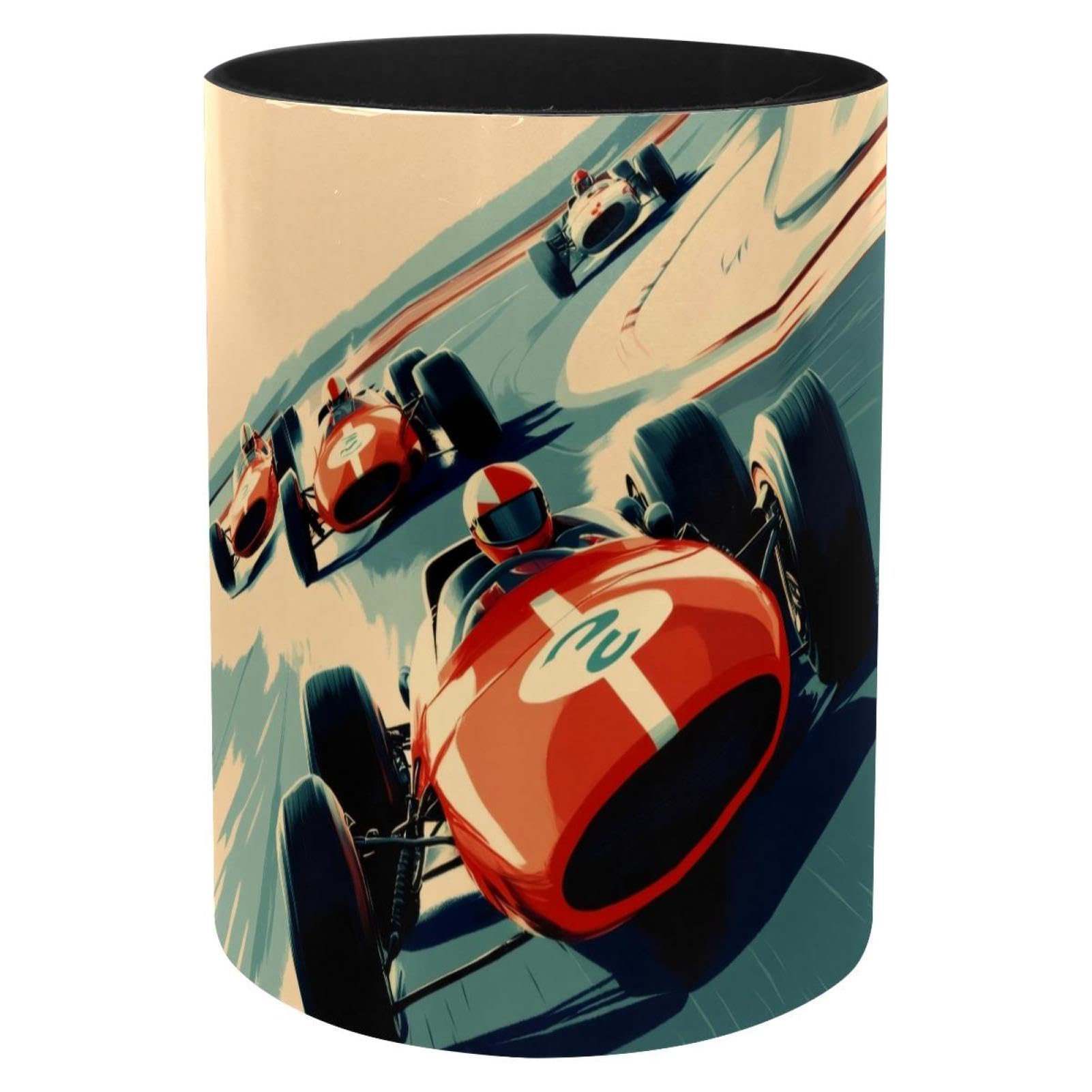 VAPOKF Racing Cars Pen Holder for Desk, PU Leather Pen Pot Pencil Holders Makeup Brushes Storage Desktop Stationary Supplies Organiser for Home Office
