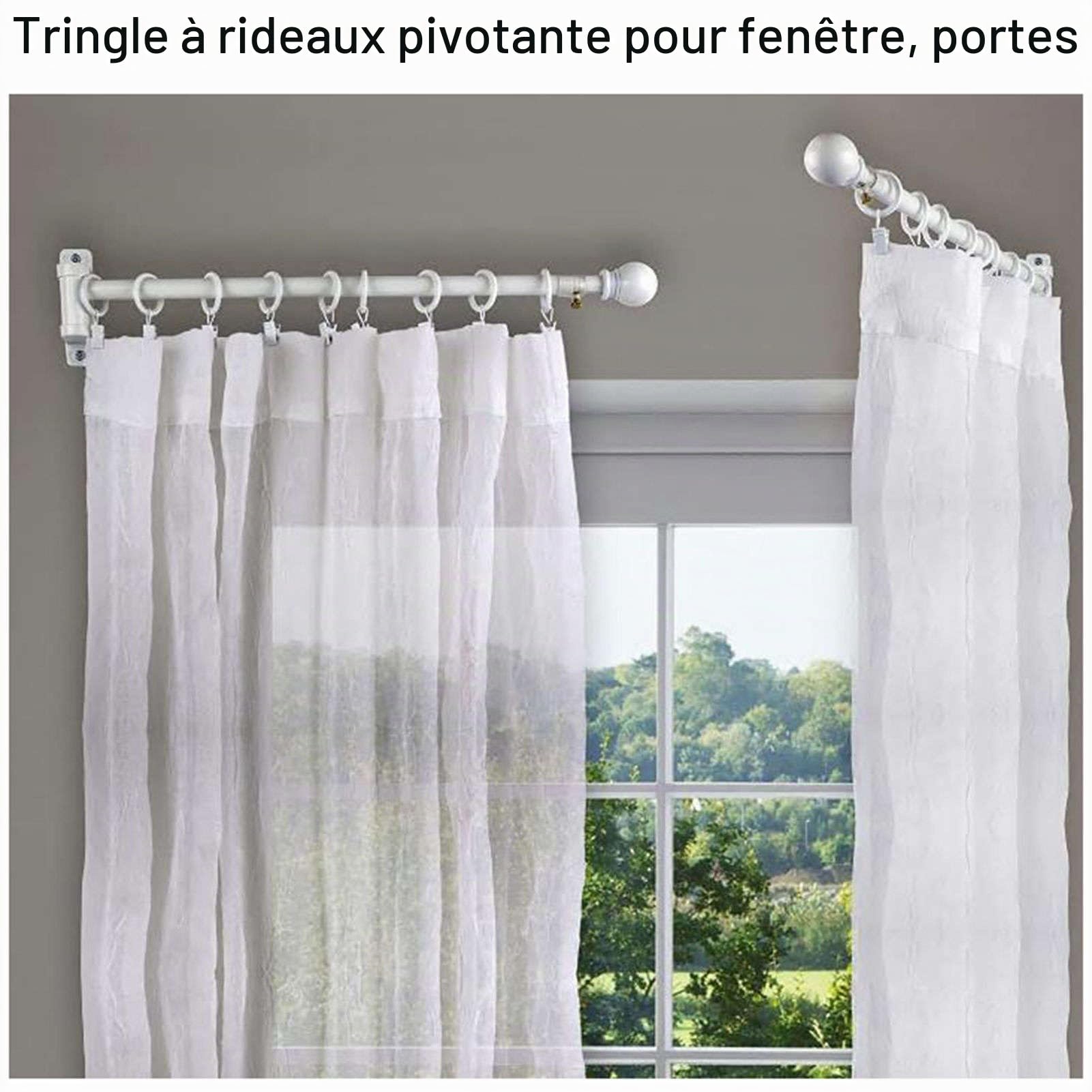 Robustes Bras Oscillant Tringle à Rideau Avec Supports, Flexible Tringle à Rideau Pivotante 25mm Diamètre,Embouts Ronds Décorer Présentoir à Rideaux Pour La Fenêtre Porte-Or-120CM