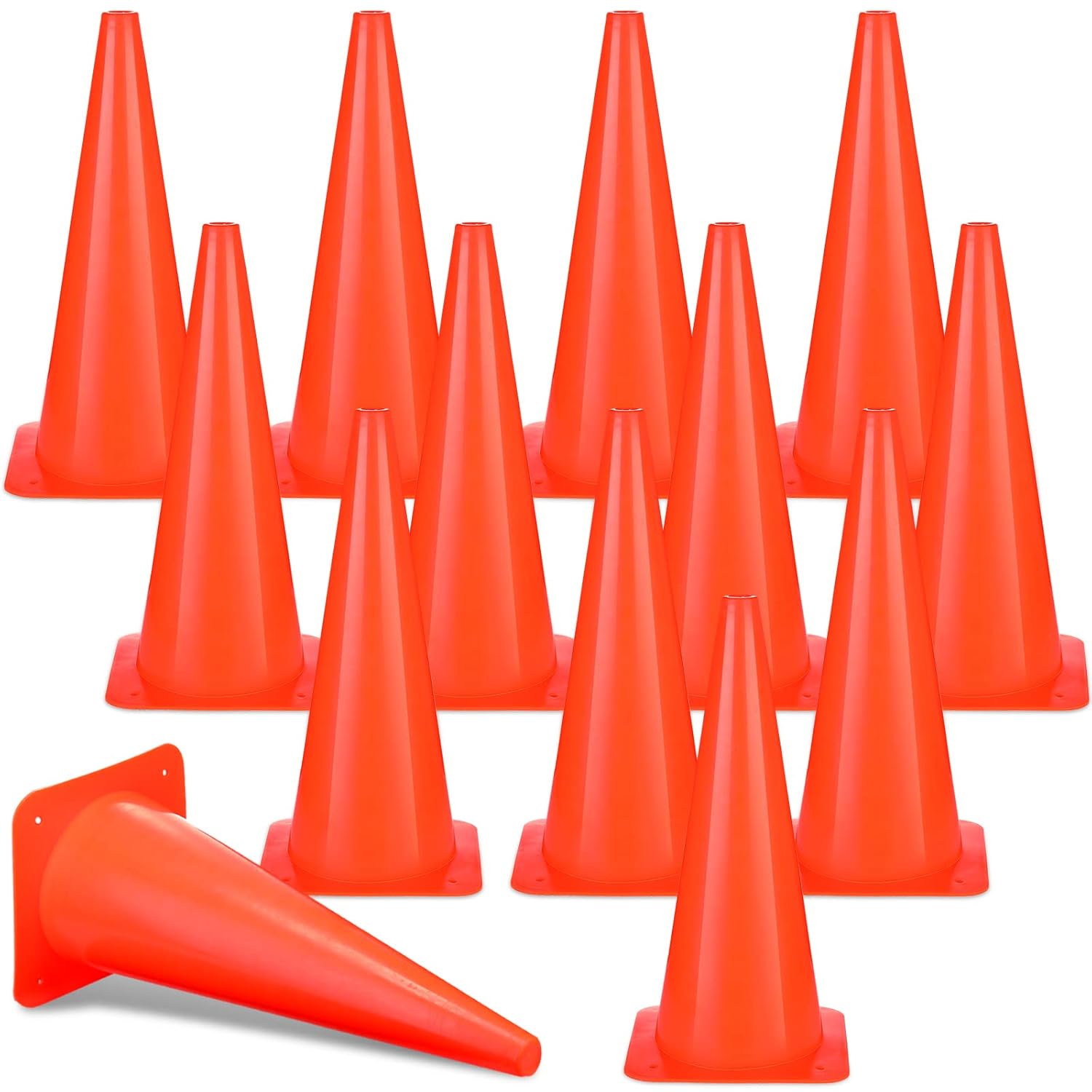 12 Pieces 18 Inch Traffic Cone Plastic Road Safety Parking Cones