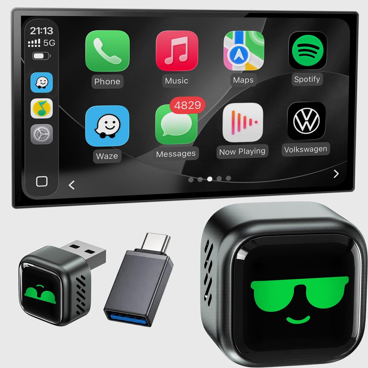 Wireless CarPlay Adapter for Apple iPhone Mini Cube | Seamless Connection for Convert Wired to Wireless Car Play Adapter - No Latency from iOS 10+ to Screen w/USB C-image-13