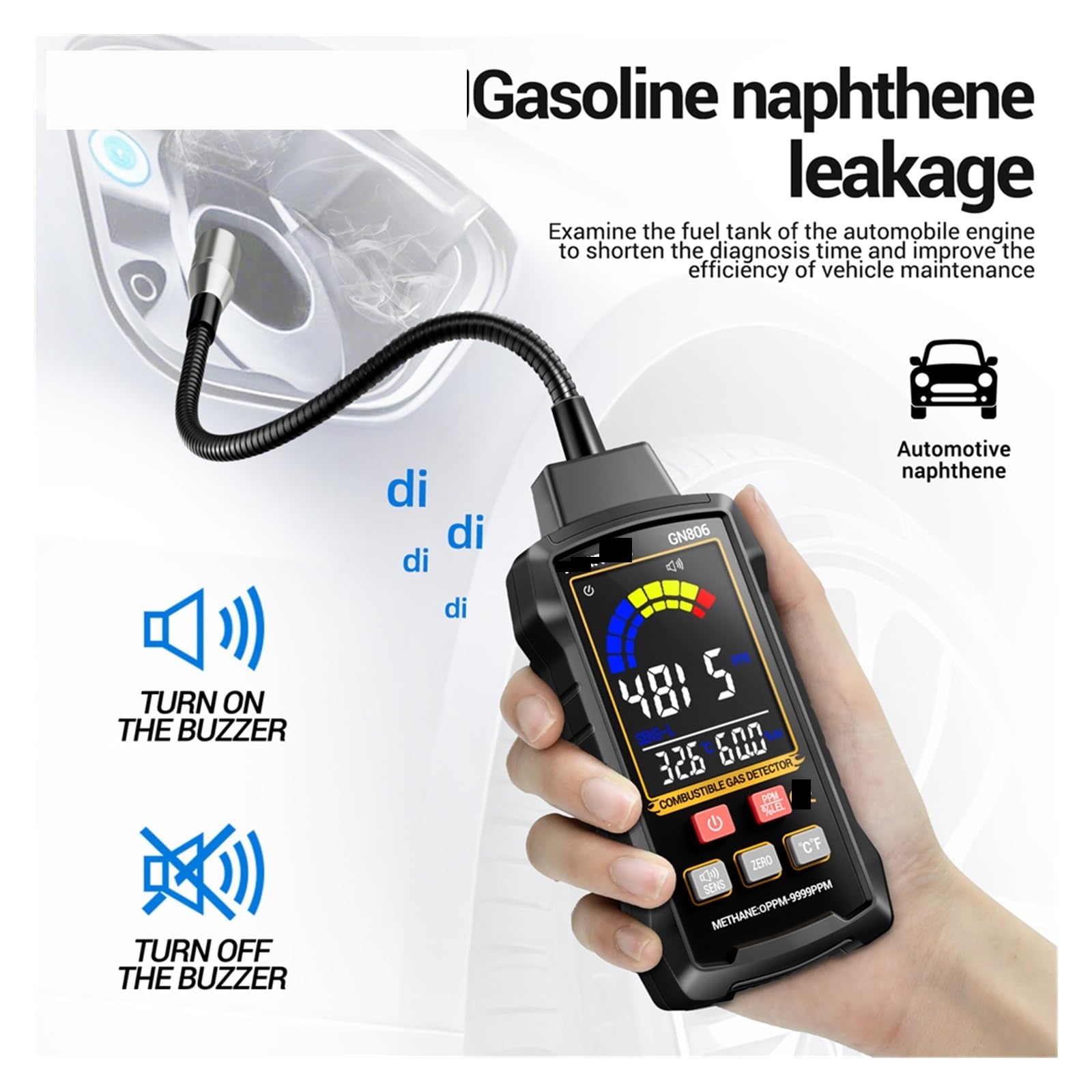 Gasdetektor, GN806 Gaslecksuchgerät Auto Rauchleckanalysator Ölleitungsgenerator Diagnoseorter Automotive Keine Pumpe EVAP Gasanalysewerkzeuge für Arbeit und Zuhause